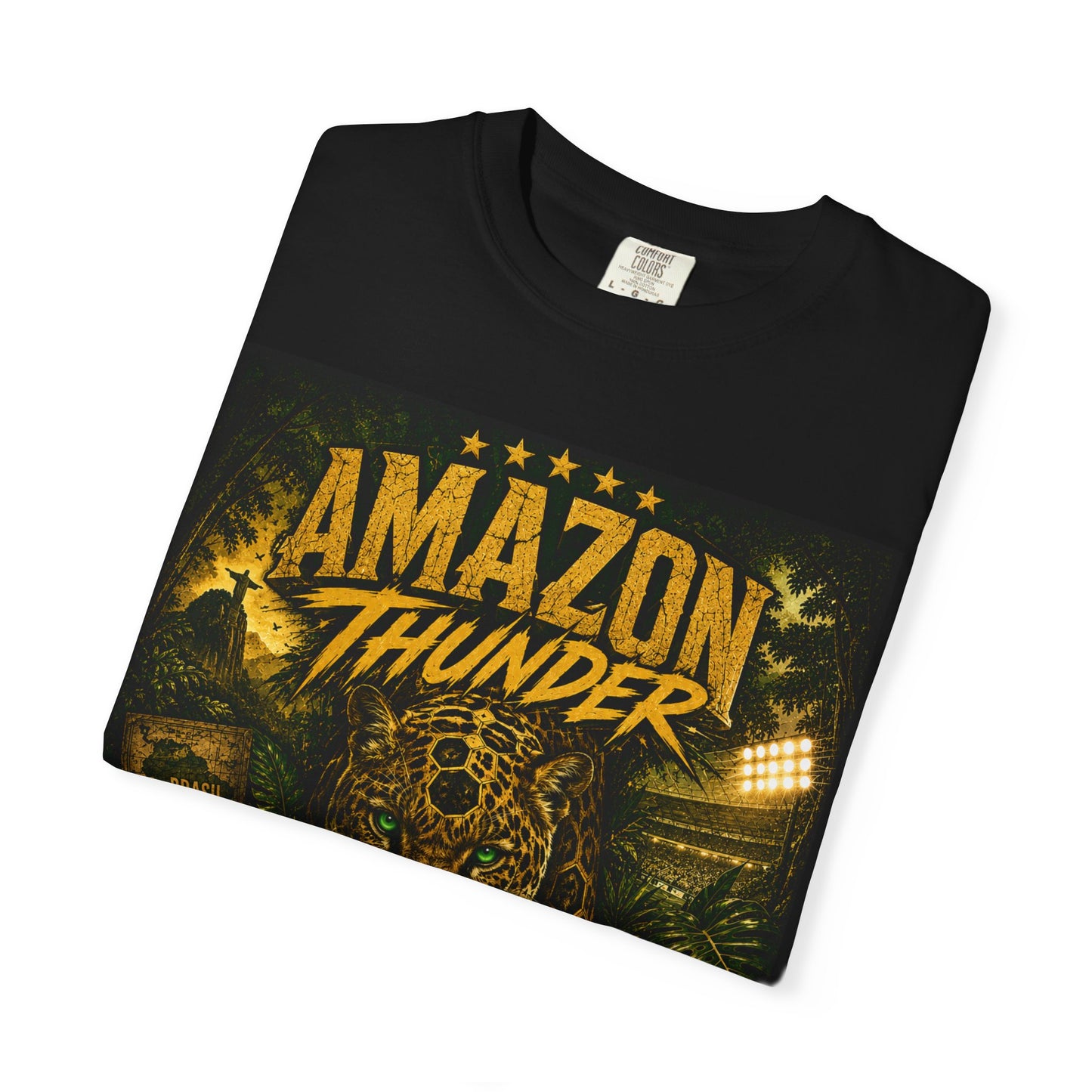 Brasil Amazonia World Cup 2026 T-Shirt PNG | Jaguar Soccer Graphic Tee | Natureza Garra Futebol Copa Do Mundo Fan Gift