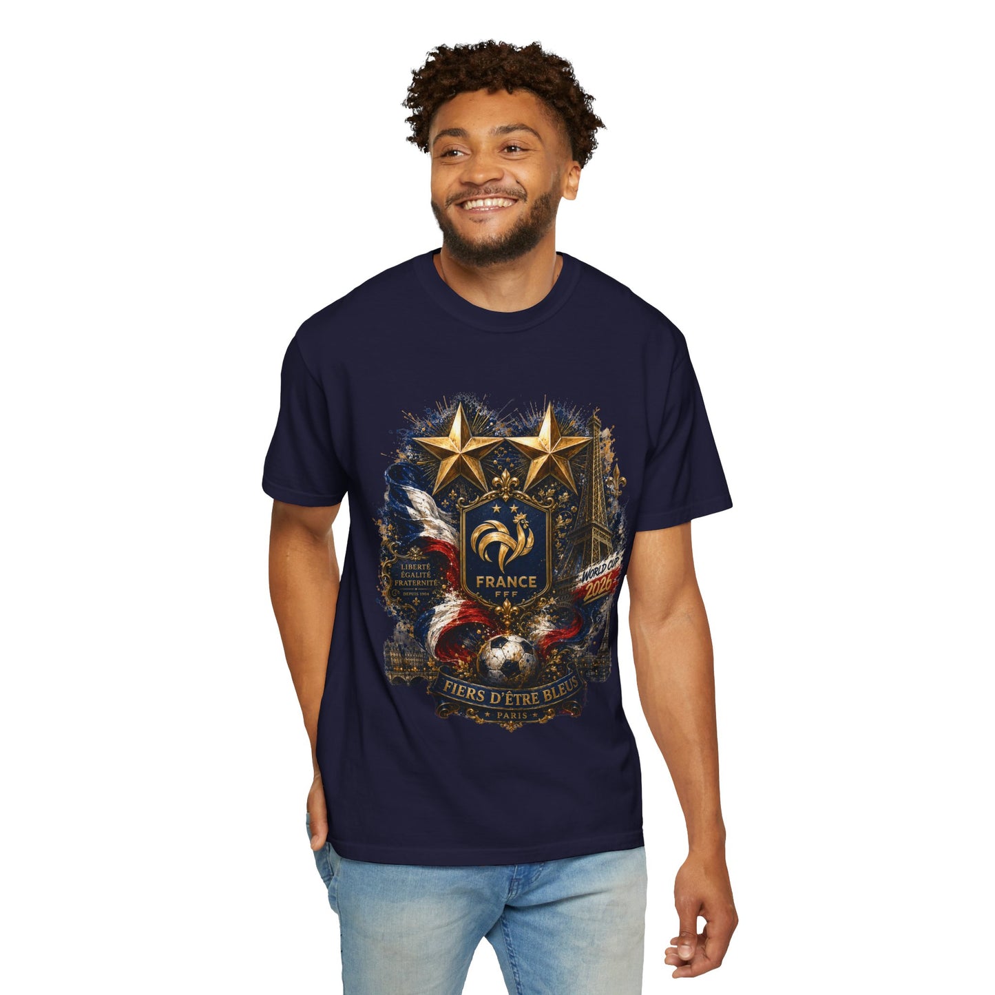 France Football 'Fiers d’Être Bleus' Celestial Shield – World Cup 2026 | Premium Graphic Tee