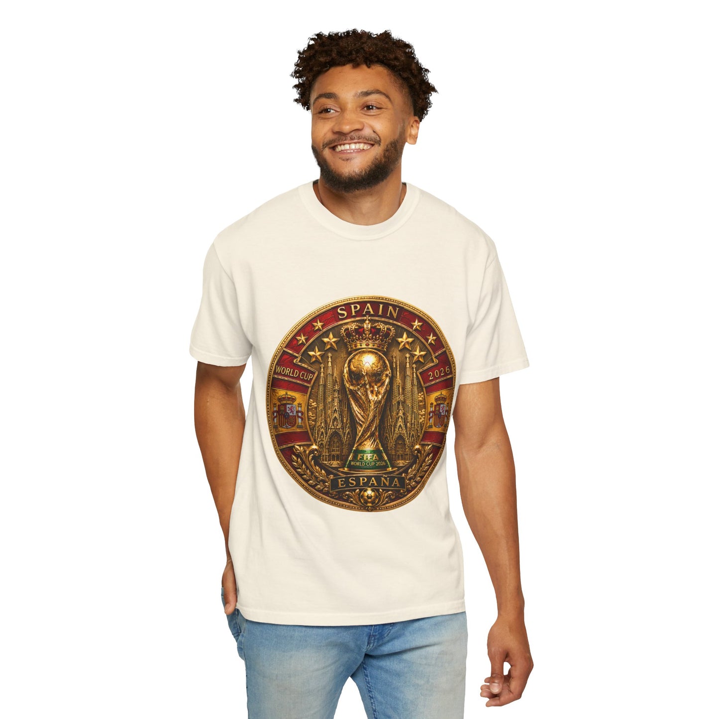 Spain Football World Cup 2026 'Medalha de Sagrada' Round Medallion | Premium Graphic Tee