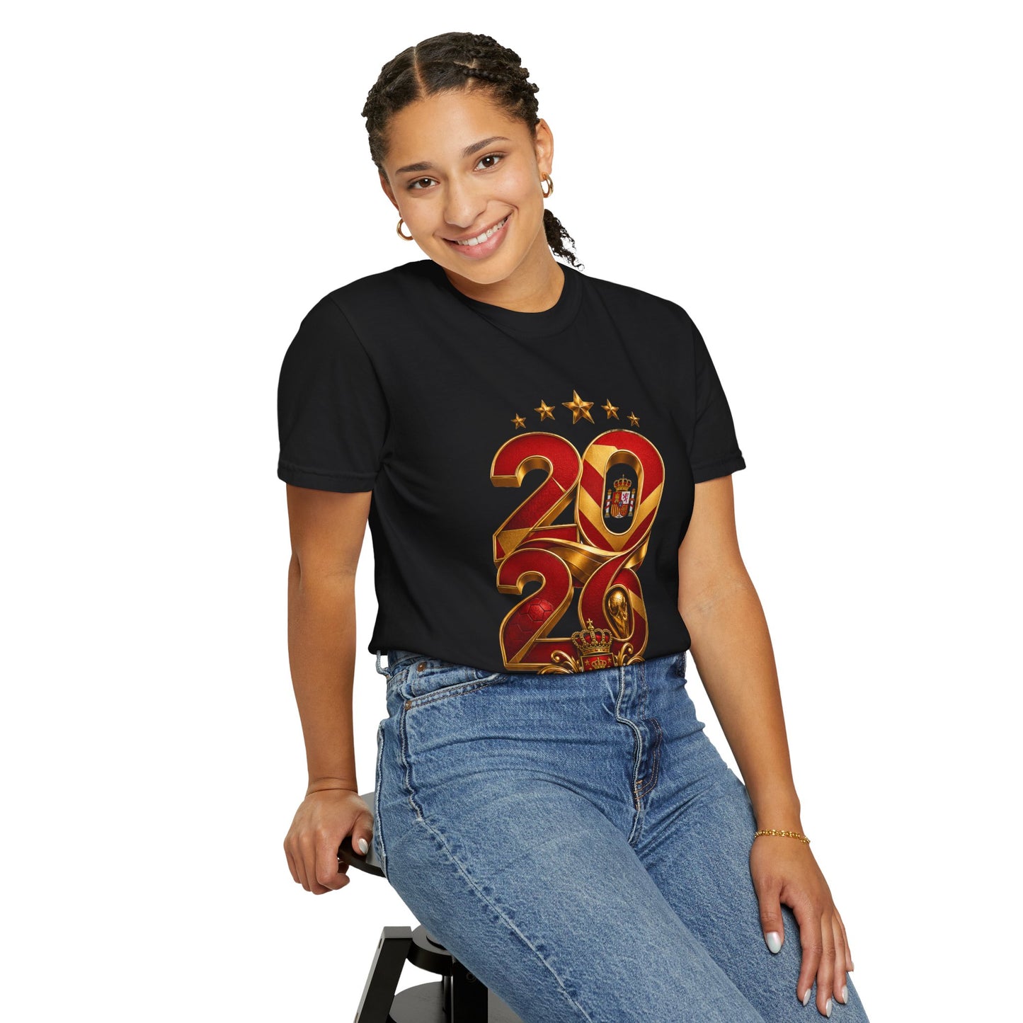 Spain Football World Cup 2026 'Ano de Glória' Typography Crest | Premium Graphic Tee