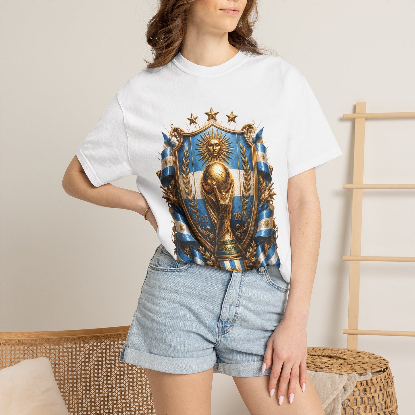 Argentina Football World Cup 2026 Sovereign Trophy Shield | Premium Summer Tee