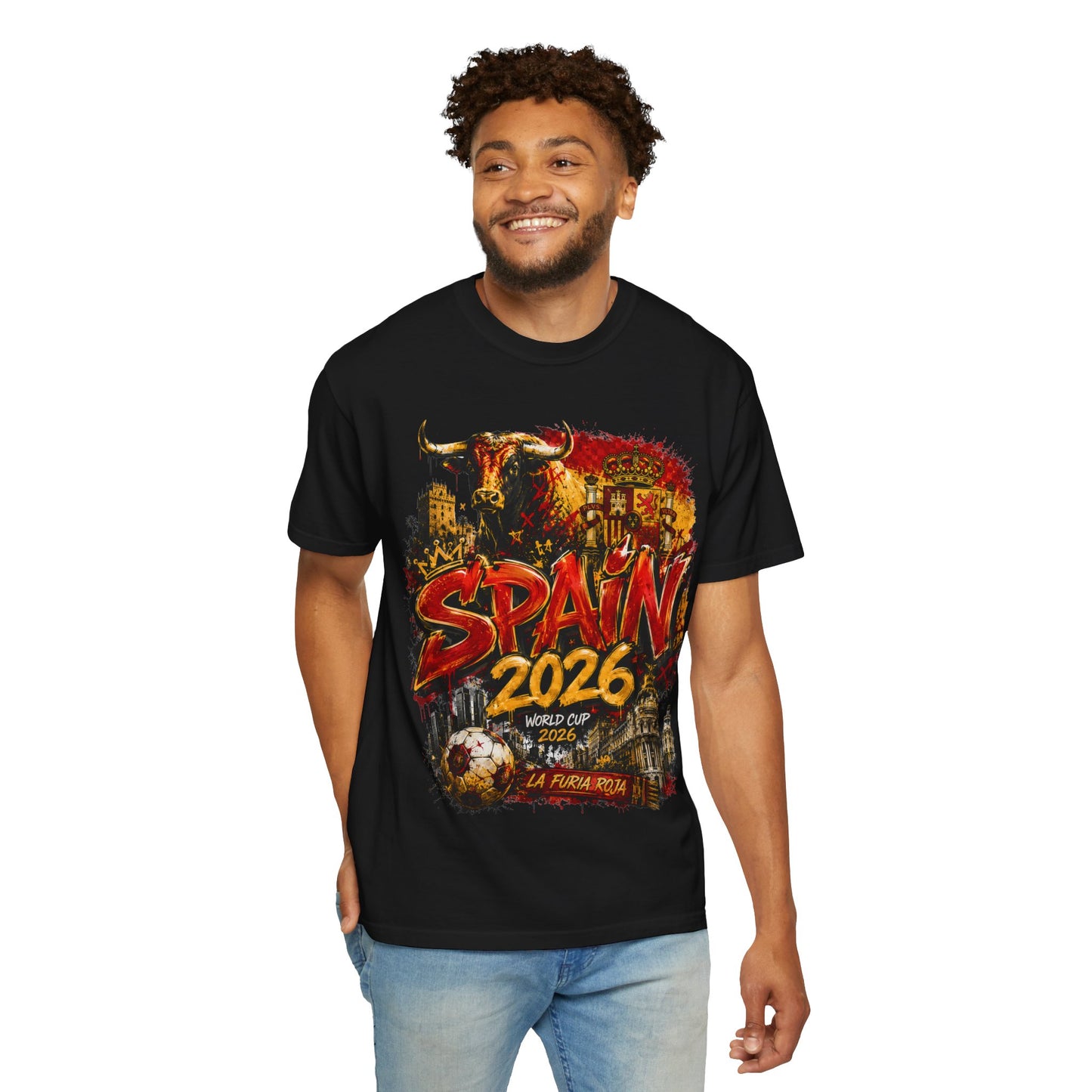 Spain Football World Cup 2026 'Furia Urbana' Graffiti Collage | Premium Graphic Tee