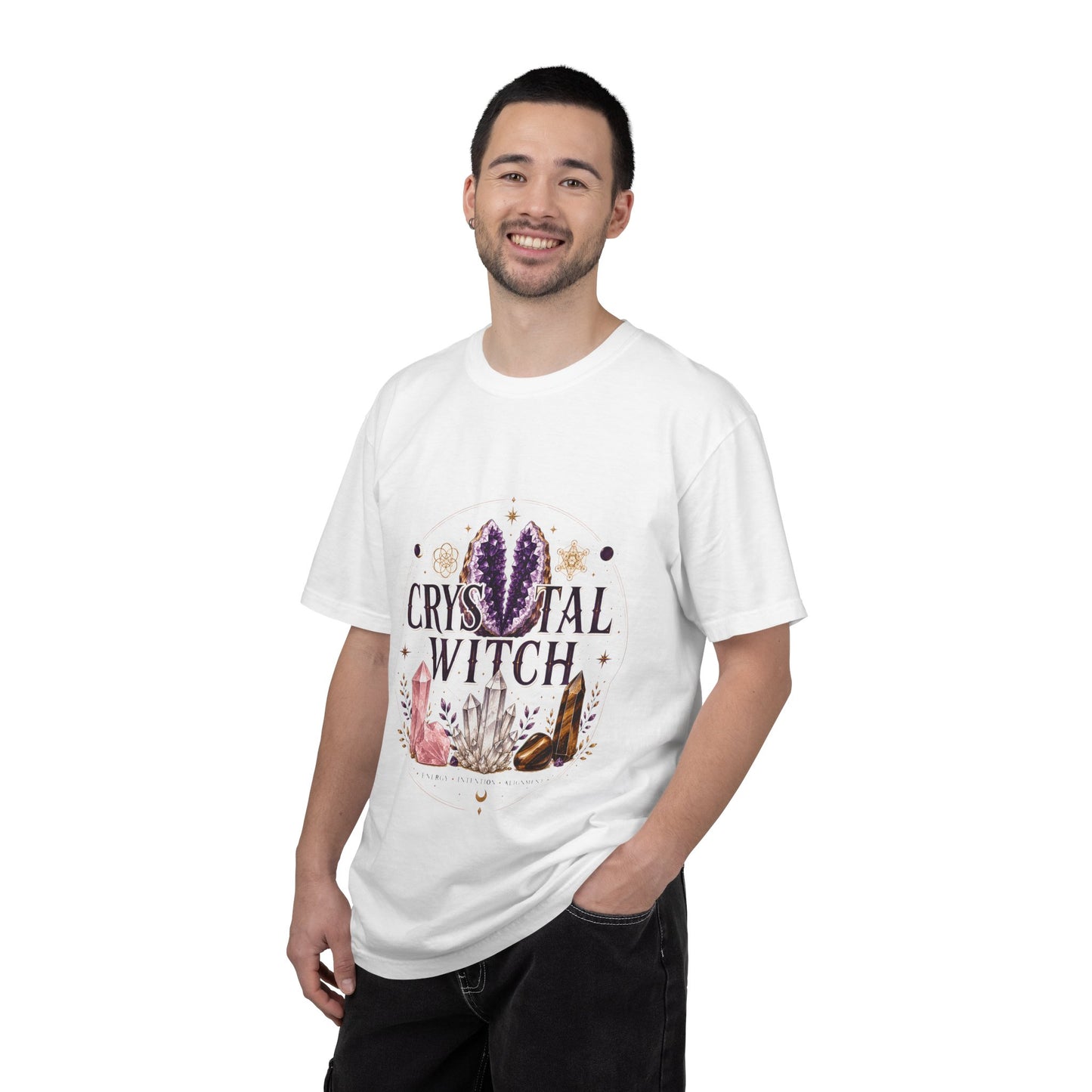 Crystal Witch Celestial Amethyst & Sacred Geometry Halloween | Premium Graphic Tee
