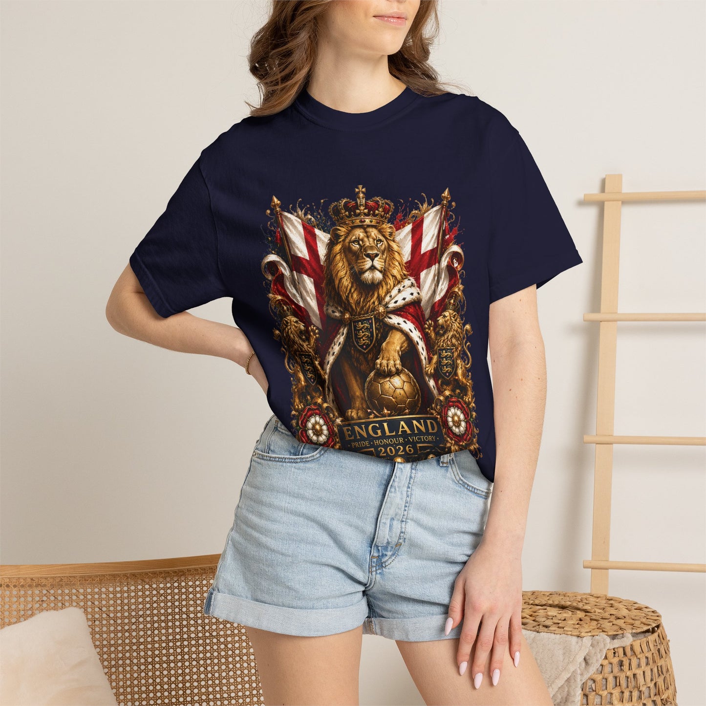 Sovereign Three Lions Crest – England Football Royal Legacy | Premium Graphic Tee