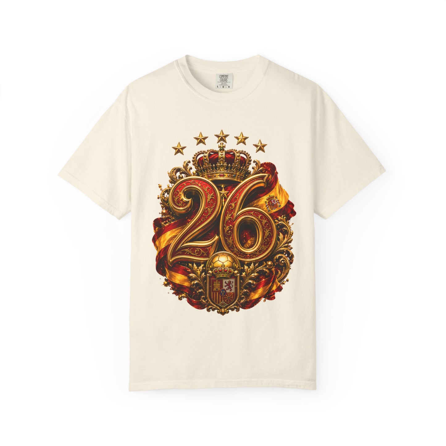 Spain Football World Cup 2026 'Ano de Ouro' Imperial Typography Crest | Premium Graphic Tee