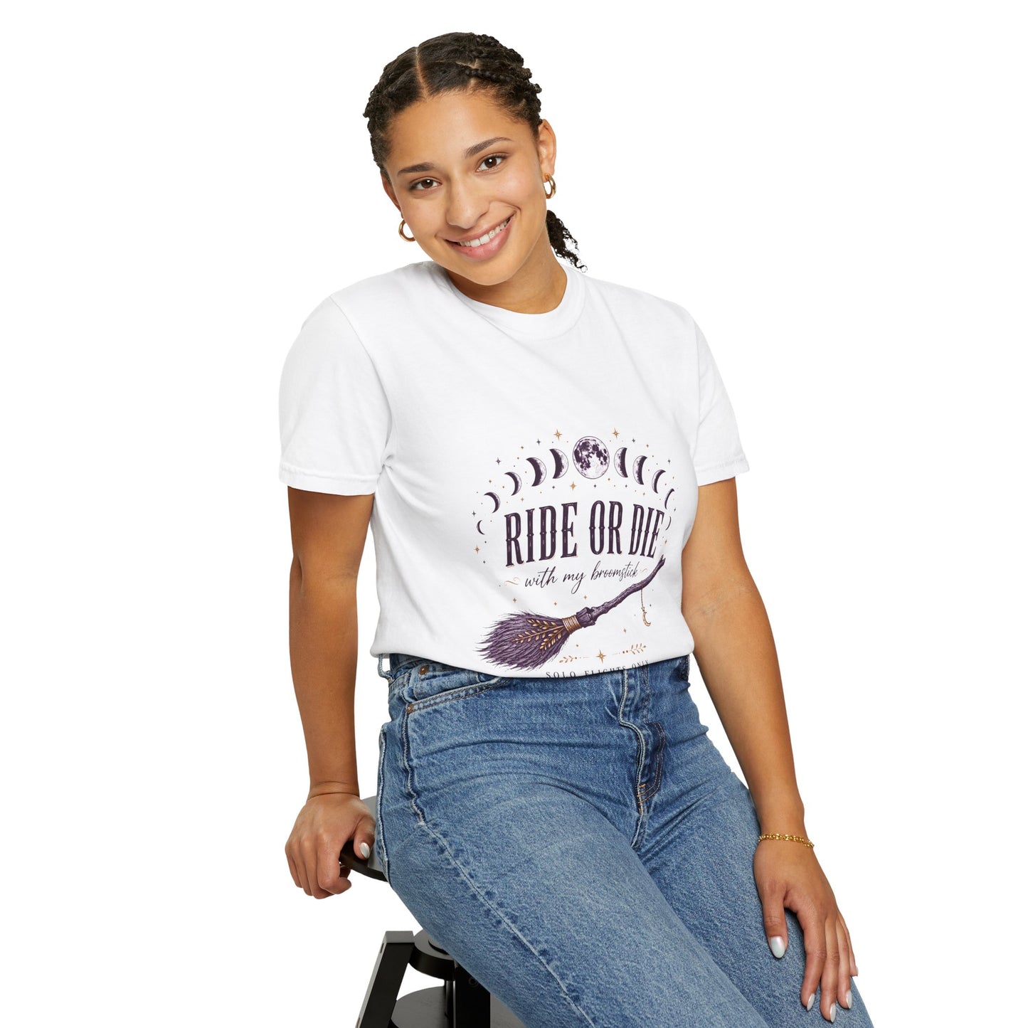 Ride Or Die With My Broomstick Celestial Witch | Premium Graphic Tee