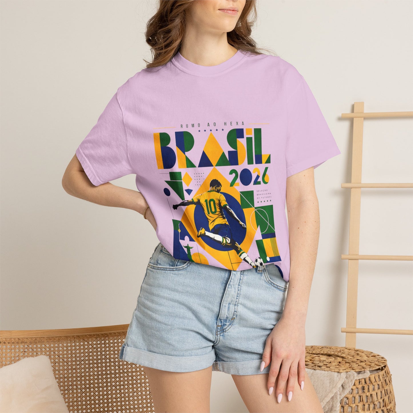 Brazil Rumo Ao Hexa World Cup 2026 T-Shirt PNG | Brasil 10 Geometric Soccer Graphic Tee | Copa Do Mundo Fan Gift