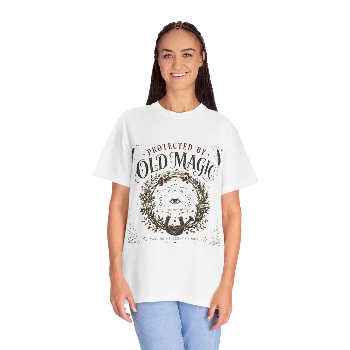 Protected By Old Magic Warding Wreath Halloween | Premium Graphic Tee