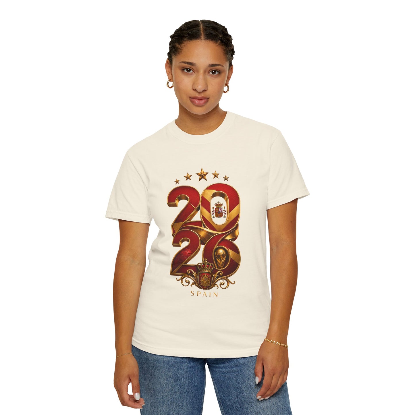 Spain Football World Cup 2026 'Ano de Glória' Typography Crest | Premium Graphic Tee