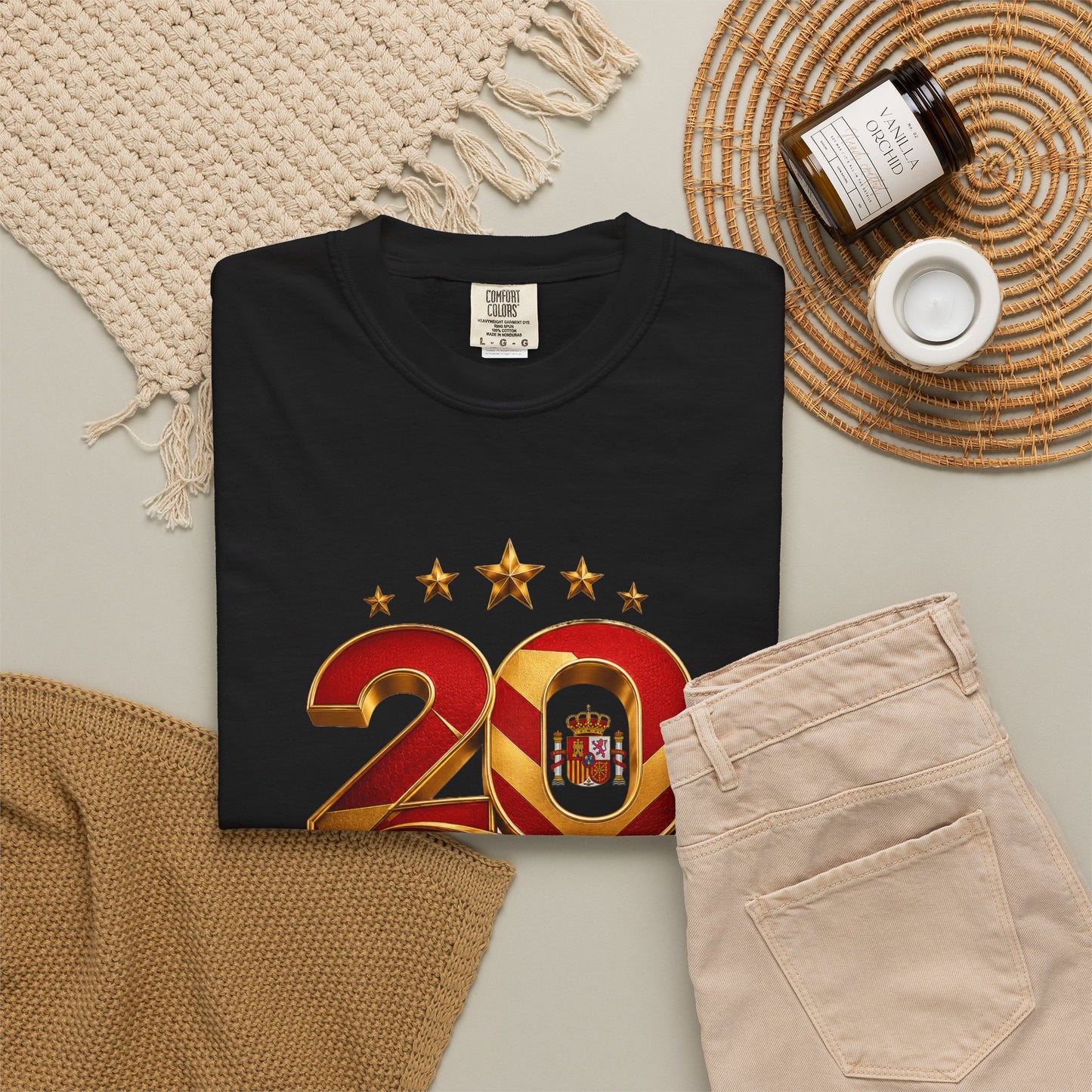 Spain Football World Cup 2026 'Ano de Glória' Typography Crest | Premium Graphic Tee