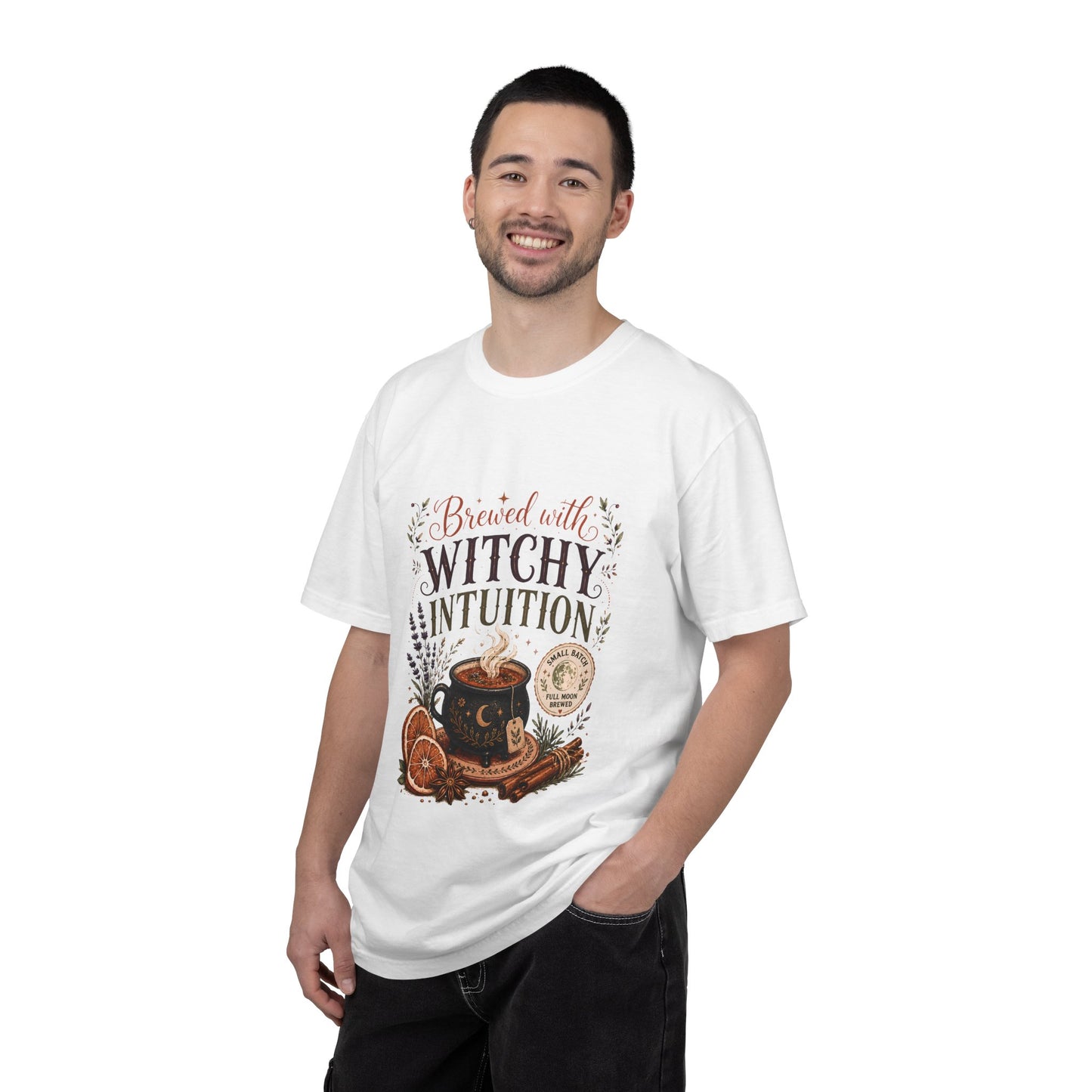 Brewed With Witchy Intuition Cozy Autumn Cauldron Tea | Premium Graphic Tee