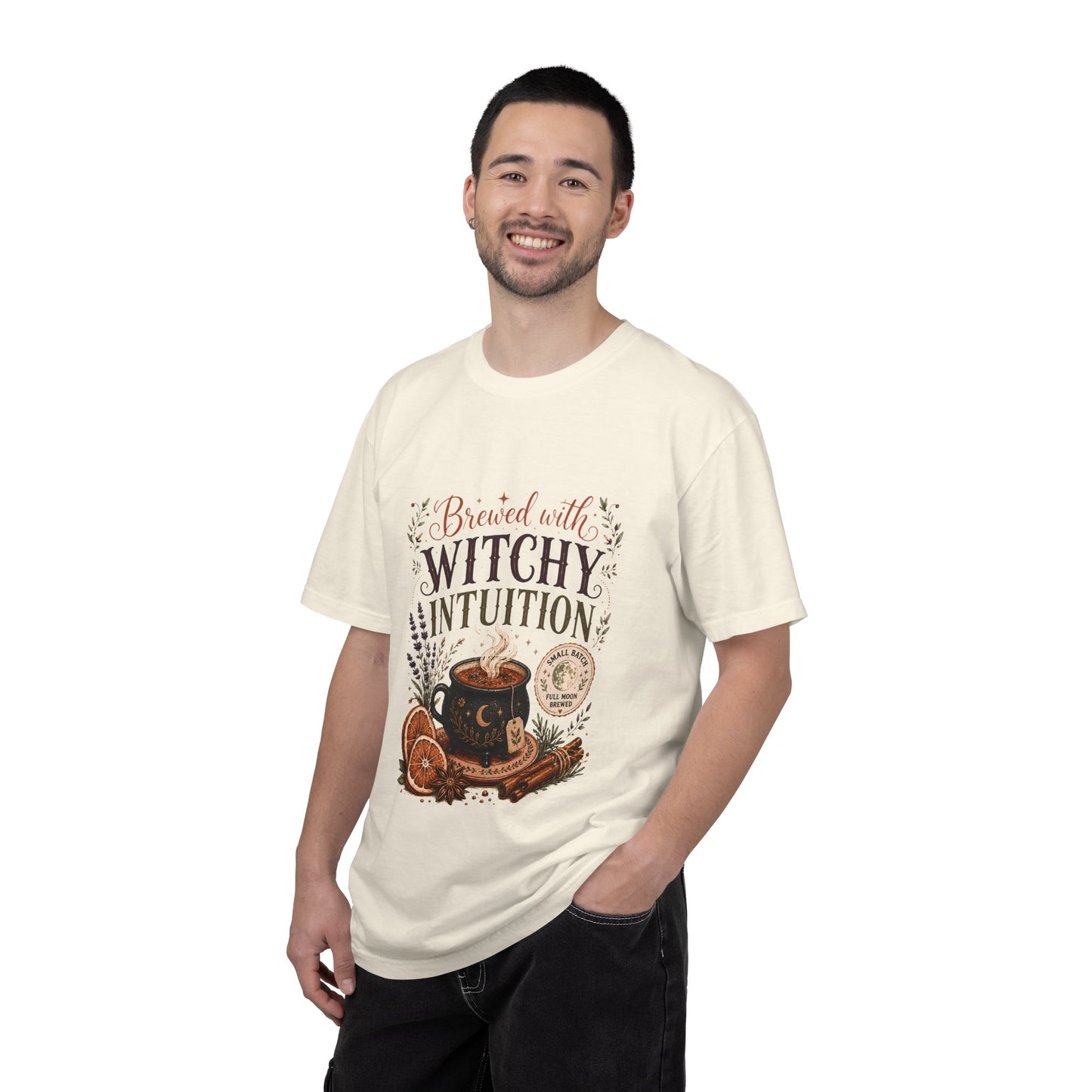 Brewed With Witchy Intuition Cozy Autumn Cauldron Tea | Premium Graphic Tee