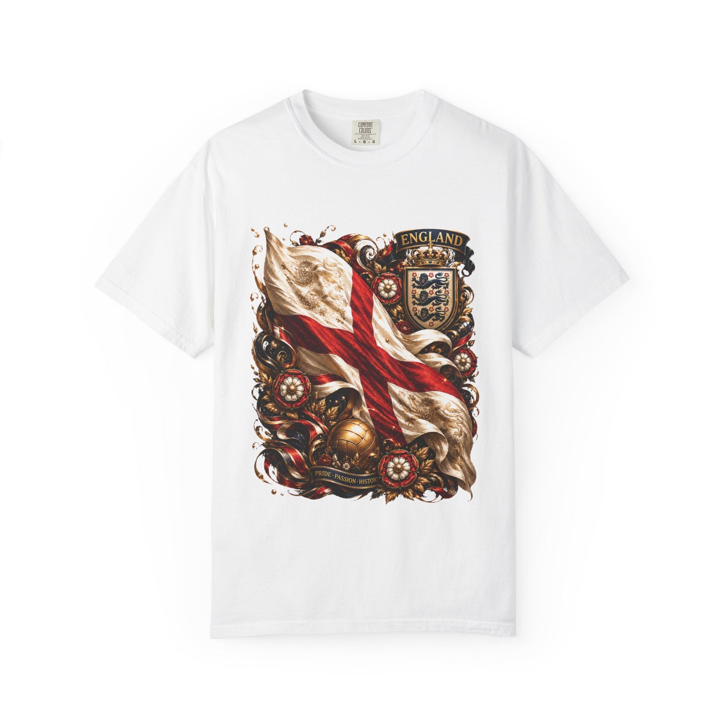 England Football Baroque Crest – Pride, Passion, History | Premium Graphic Tee