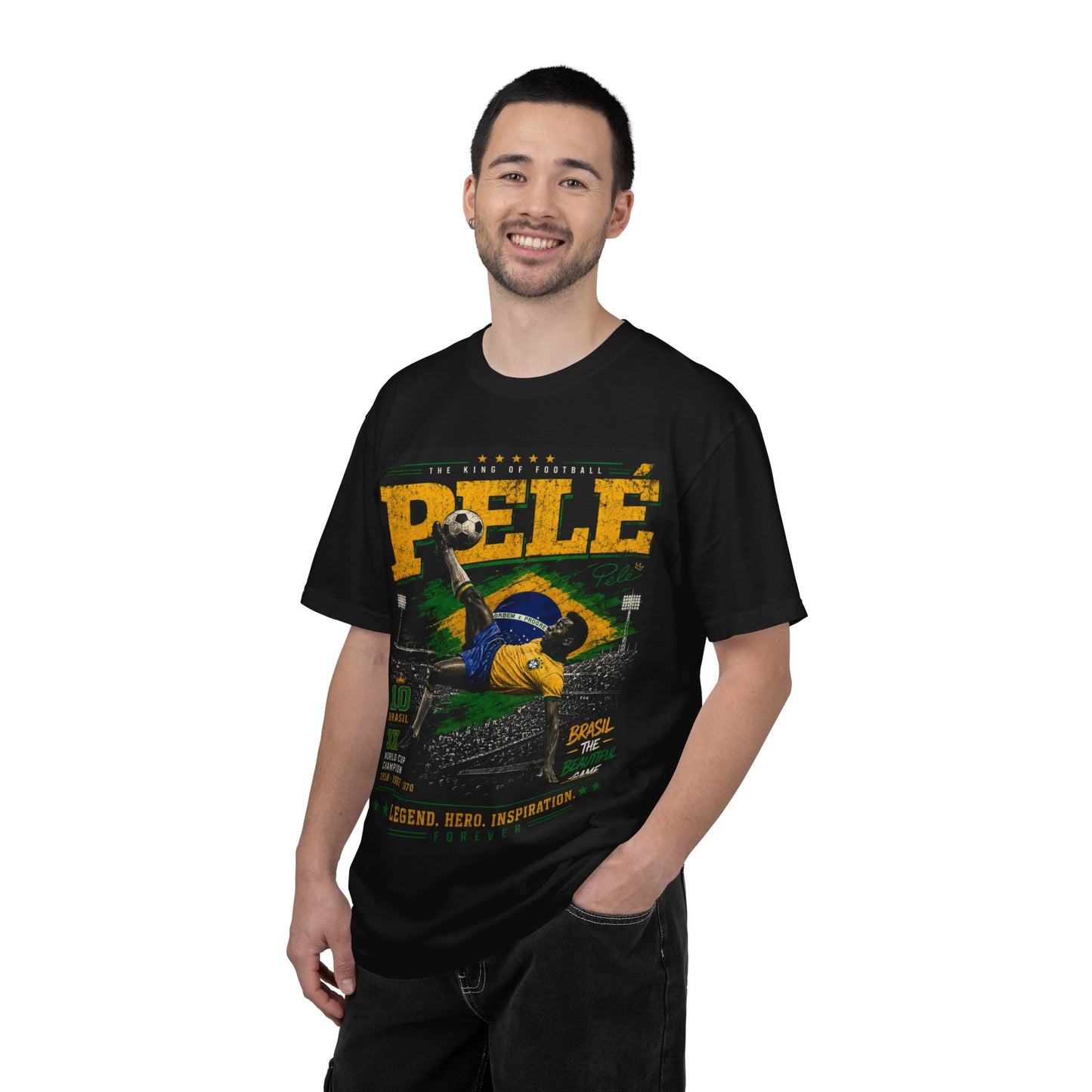 Pelé King of Football Brazil Legend T-Shirt PNG | Brasil #10 Beautiful Game Graphic Tee | Soccer Hero Gift