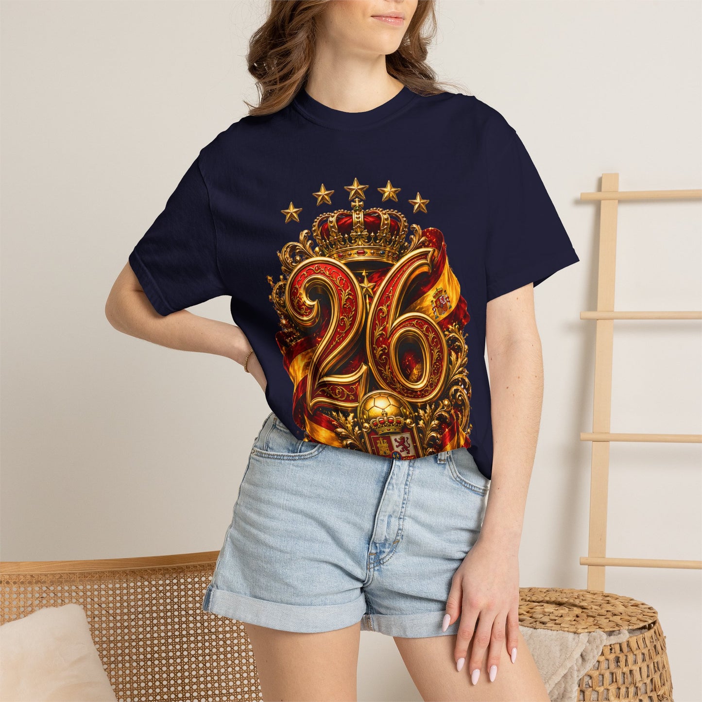 Spain Football World Cup 2026 'Ano de Ouro' Imperial Typography Crest | Premium Graphic Tee