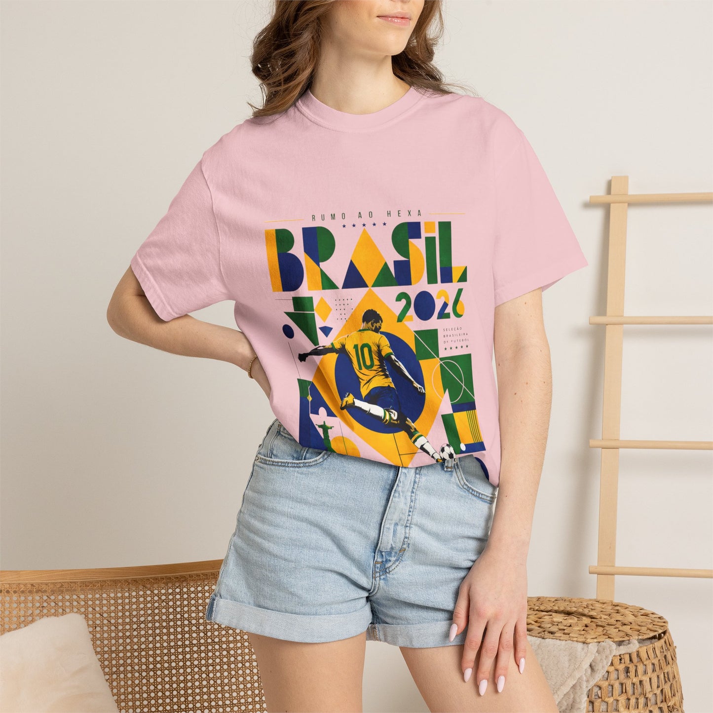Brazil Rumo Ao Hexa World Cup 2026 T-Shirt PNG | Brasil 10 Geometric Soccer Graphic Tee | Copa Do Mundo Fan Gift