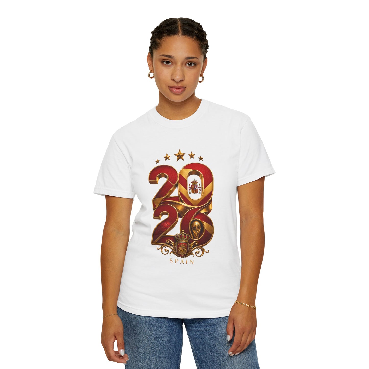 Spain Football World Cup 2026 'Ano de Glória' Typography Crest | Premium Graphic Tee