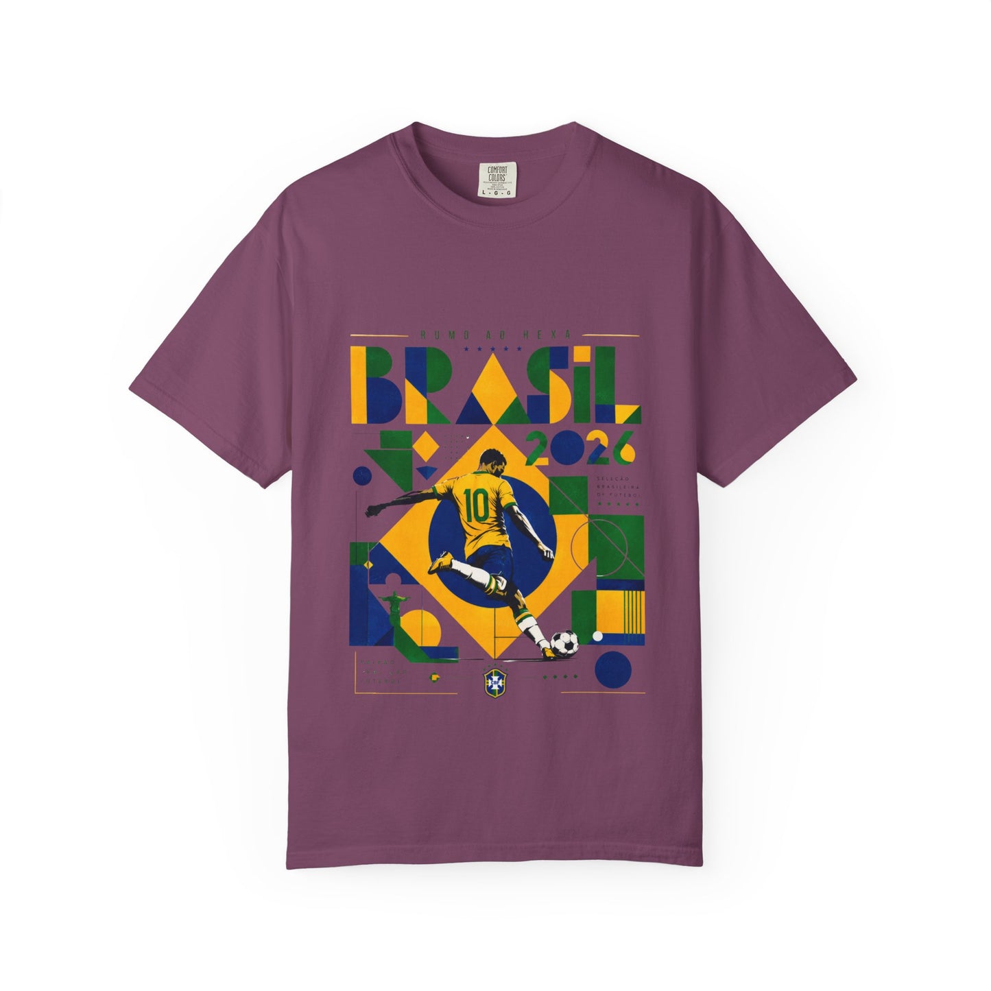 Brazil Rumo Ao Hexa World Cup 2026 T-Shirt PNG | Brasil 10 Geometric Soccer Graphic Tee | Copa Do Mundo Fan Gift