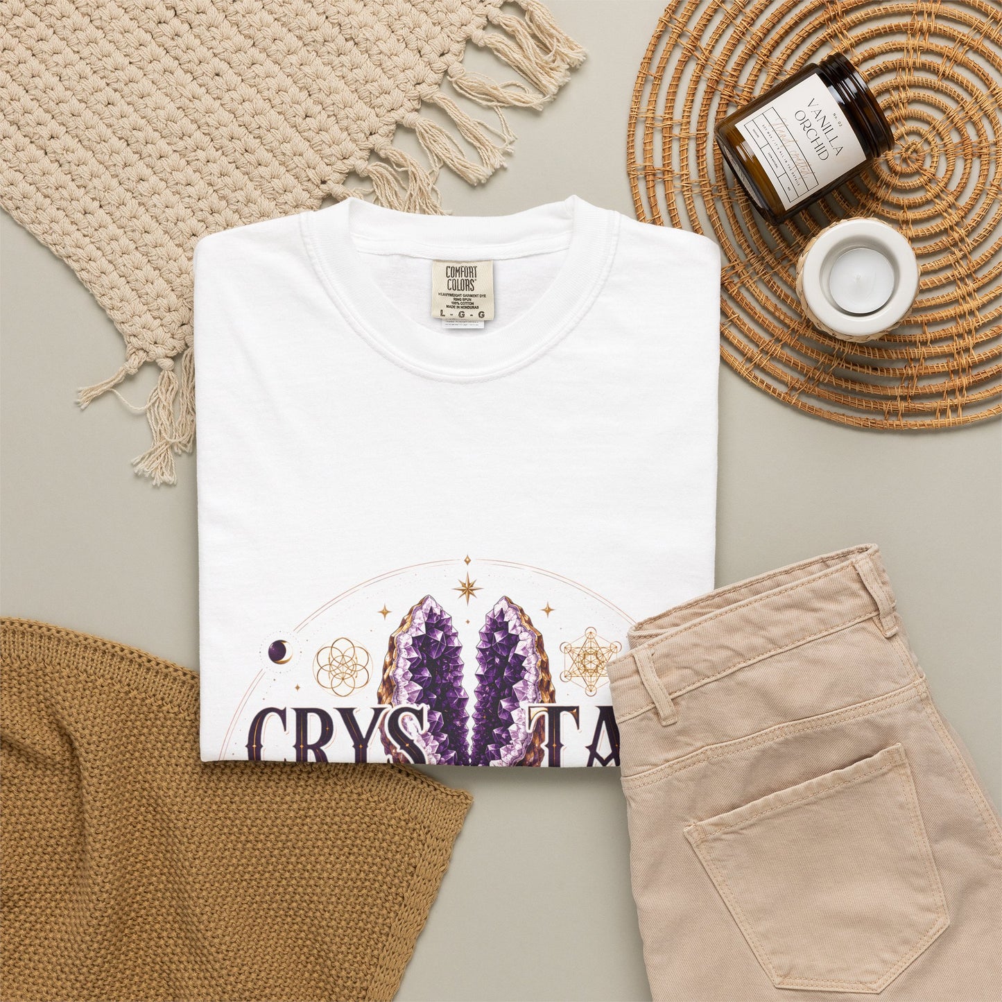 Crystal Witch Celestial Amethyst & Sacred Geometry Halloween | Premium Graphic Tee