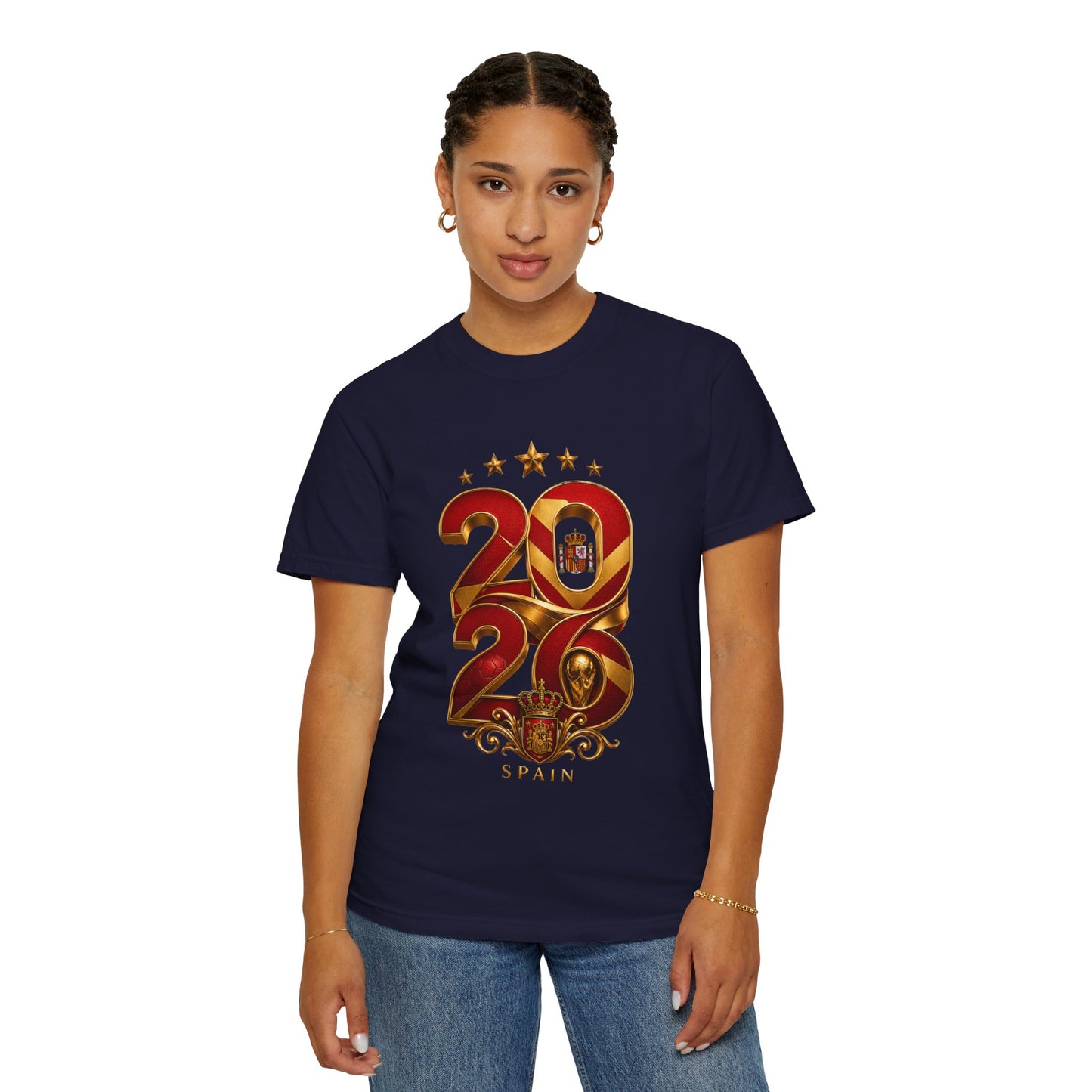Spain Football World Cup 2026 'Ano de Glória' Typography Crest | Premium Graphic Tee