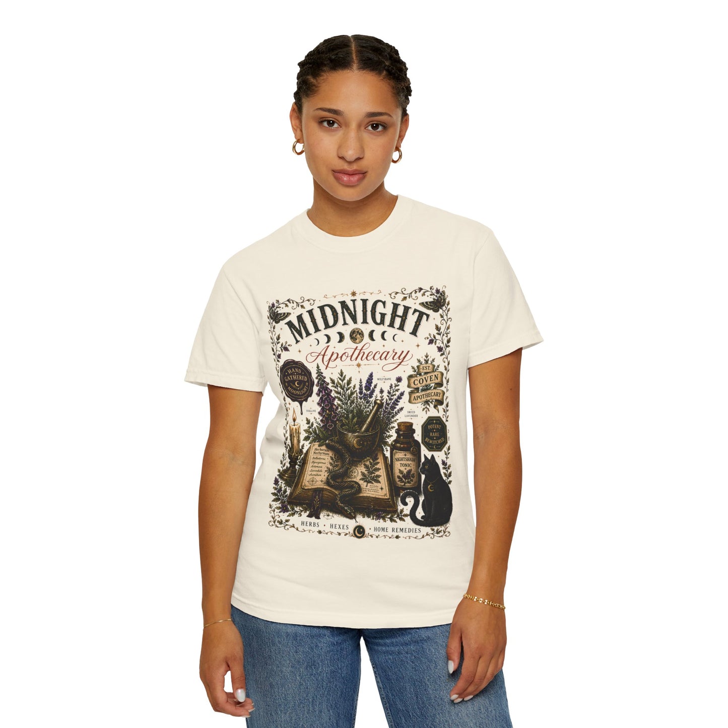 Midnight Apothecary Witchy Grimoire Halloween | Premium Graphic Tee