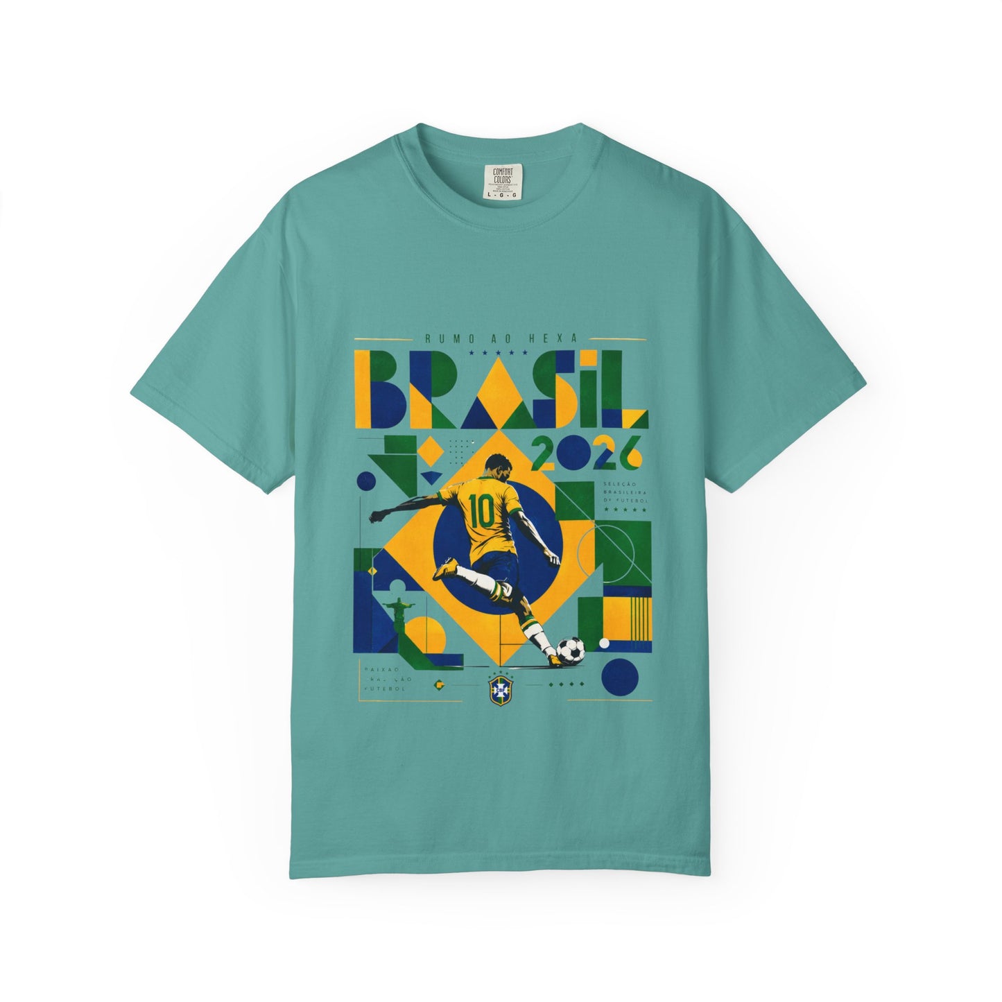 Brazil Rumo Ao Hexa World Cup 2026 T-Shirt PNG | Brasil 10 Geometric Soccer Graphic Tee | Copa Do Mundo Fan Gift