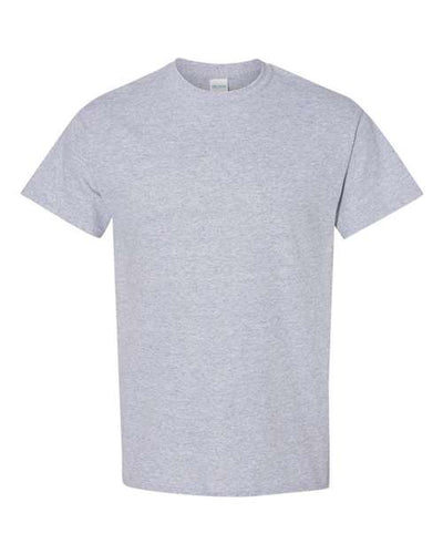 Gildan Men's Heavy Taped Neck Comfort Jersey T-Shirt, MED-Sportgrey-Purple