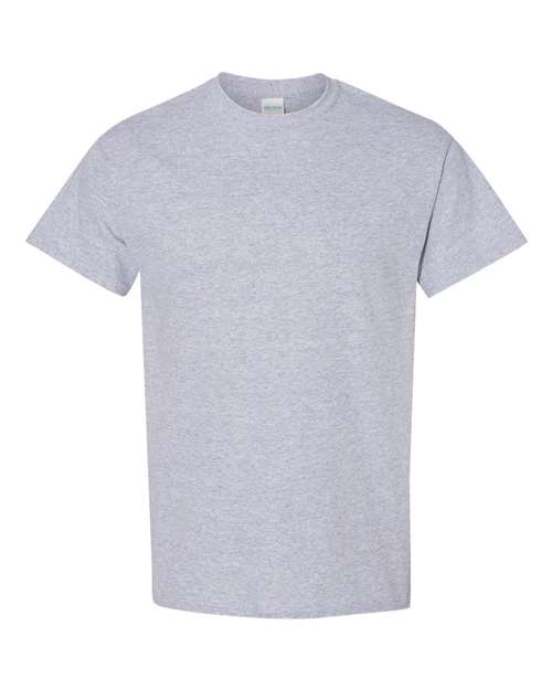 Gildan Men's Heavy Taped Neck Comfort Jersey T-Shirt, MED-Sportgrey-Purple