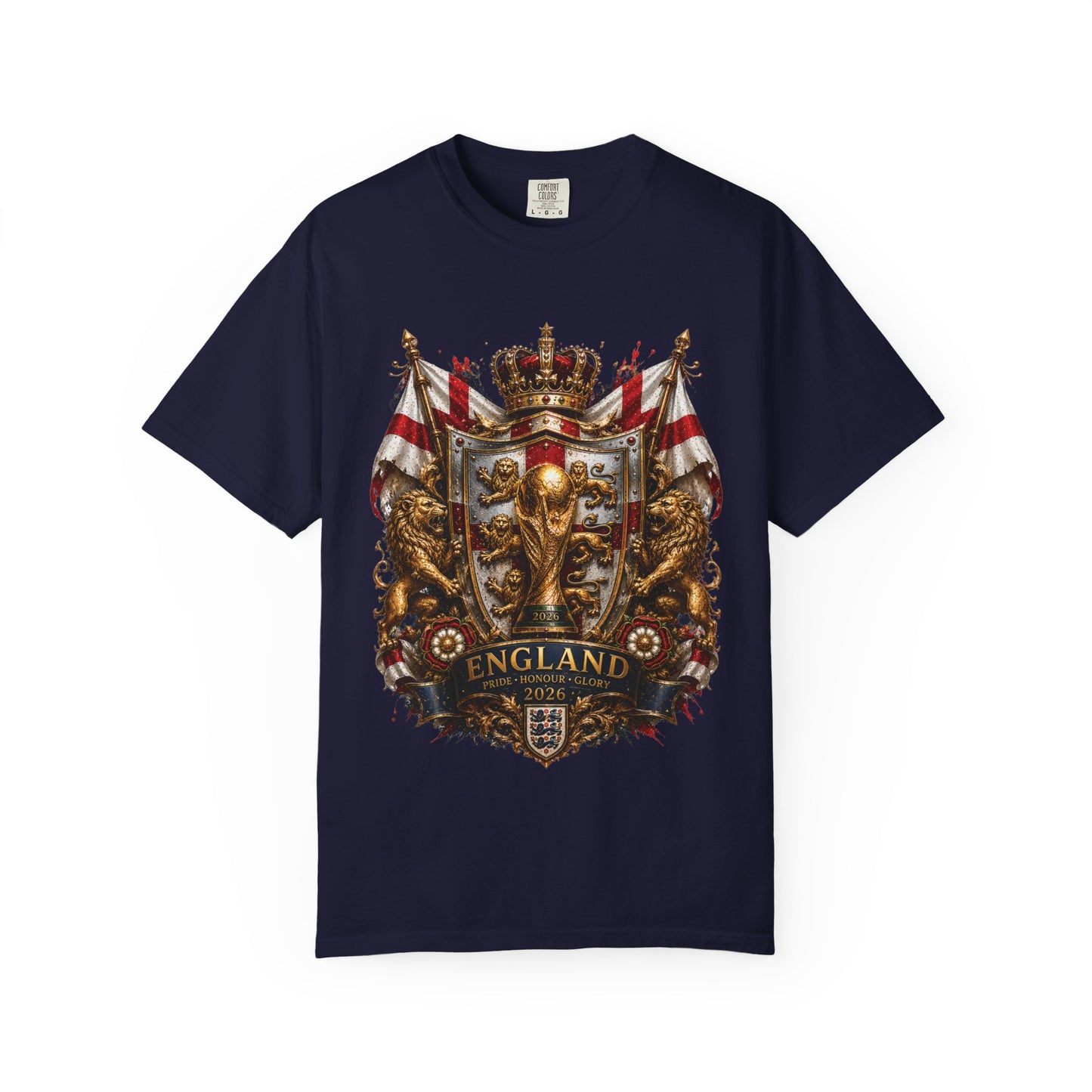 England World Cup 2026 Champion Shield – Golden Glory | Premium Graphic Tee