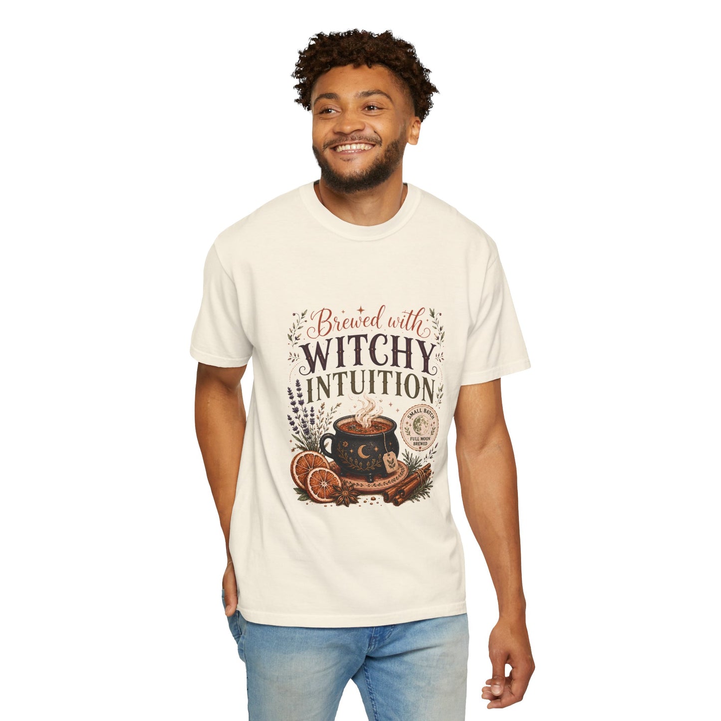 Brewed With Witchy Intuition Cozy Autumn Cauldron Tea | Premium Graphic Tee