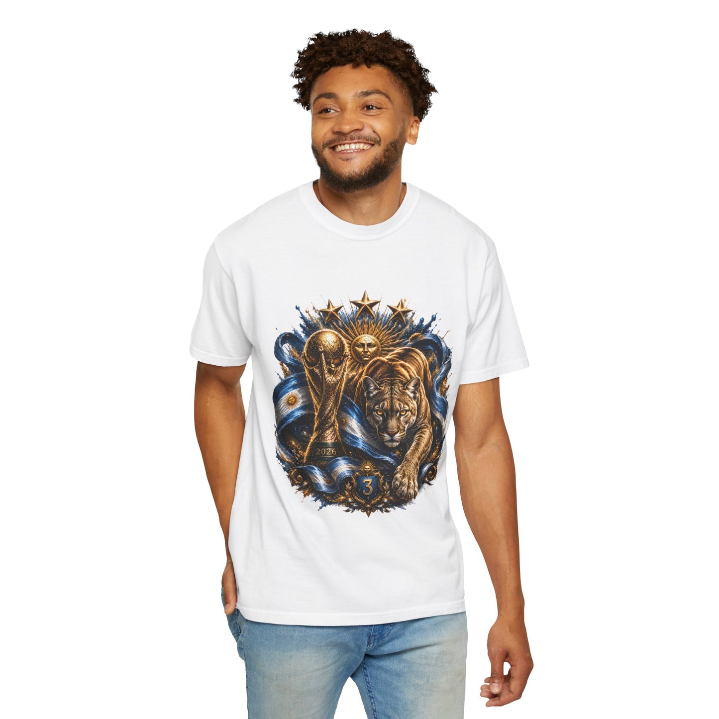 Argentina Football 'Puma de las Pampas' World Cup 2026 – Celestial Trophy | Premium Graphic Tee