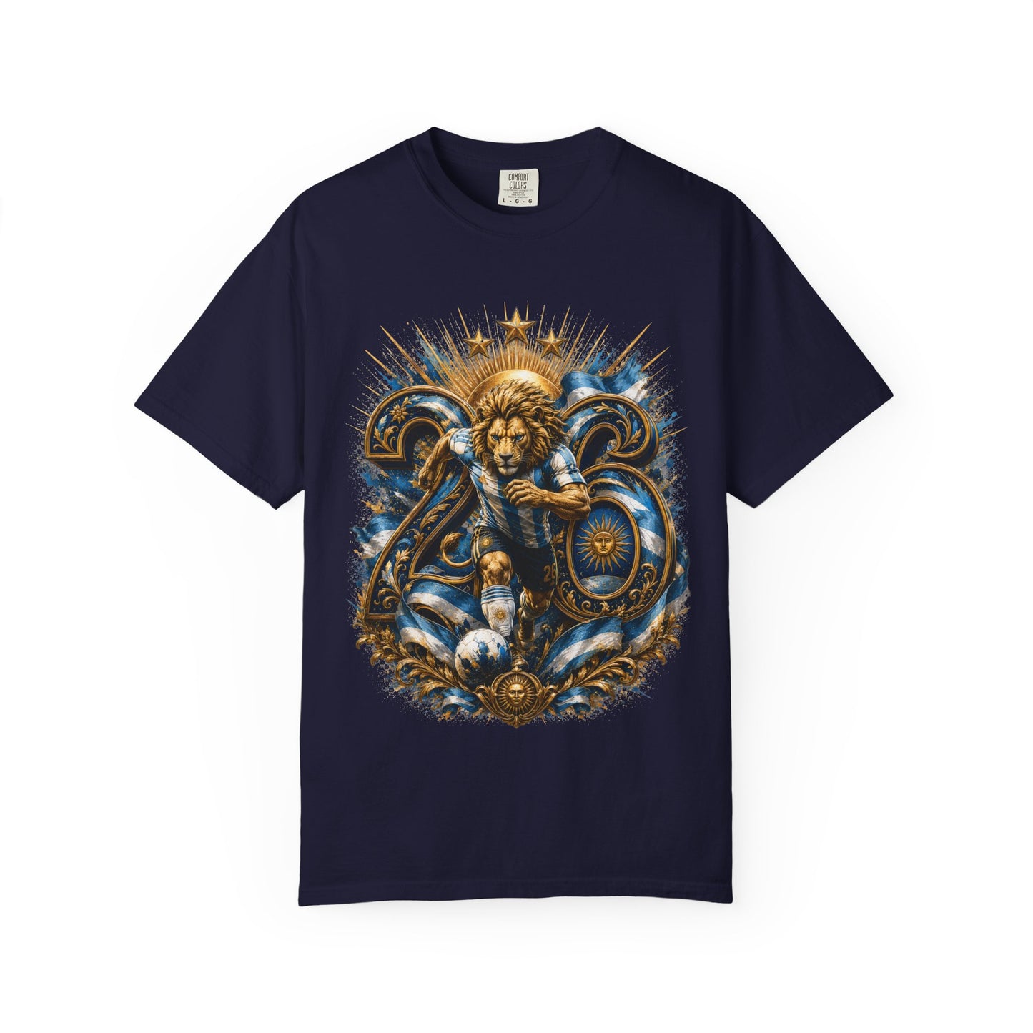 Argentina Football 'Leon de la Patria' World Cup 2026 Monogram – Cosmic Glory | Premium Summer Tee
