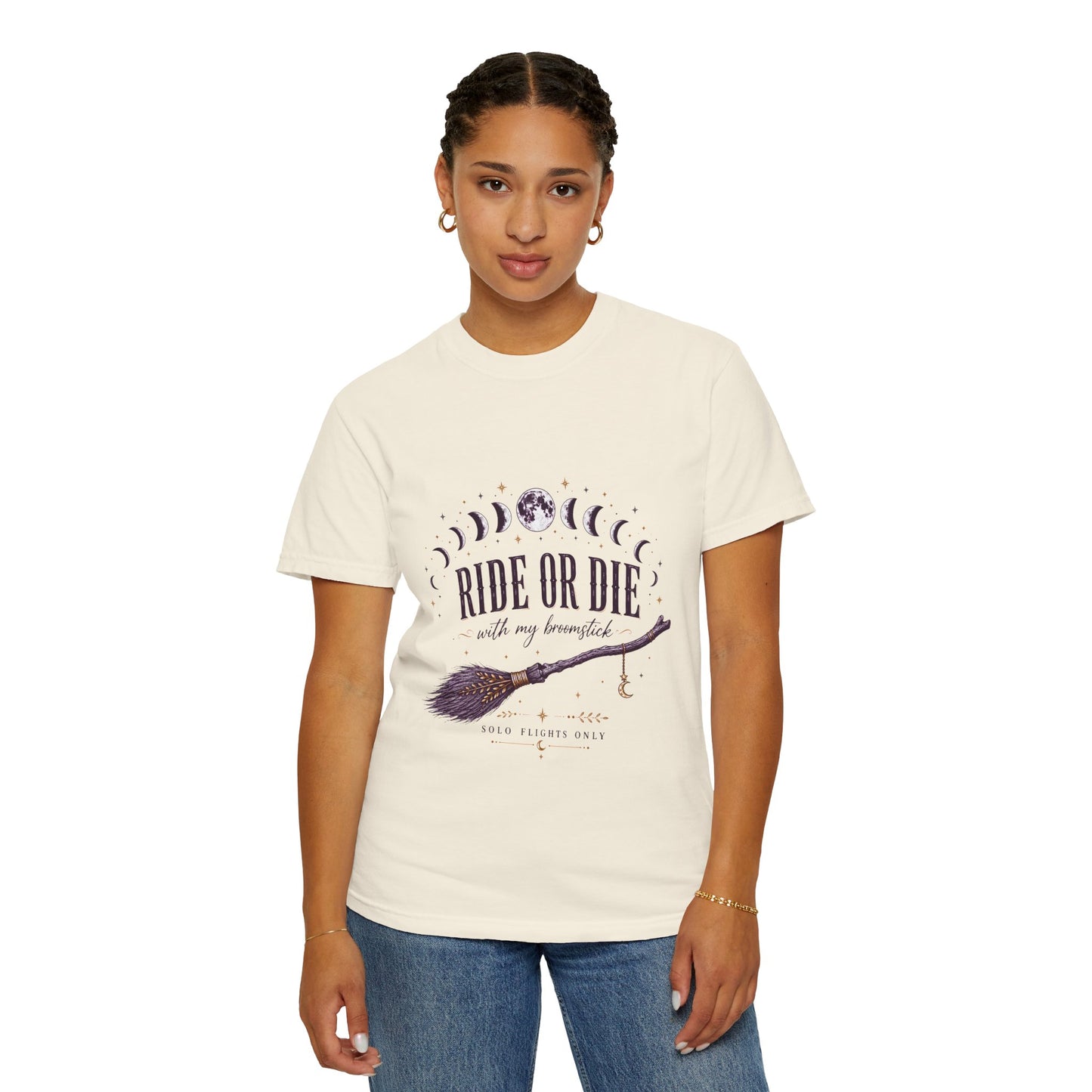 Ride Or Die With My Broomstick Celestial Witch | Premium Graphic Tee