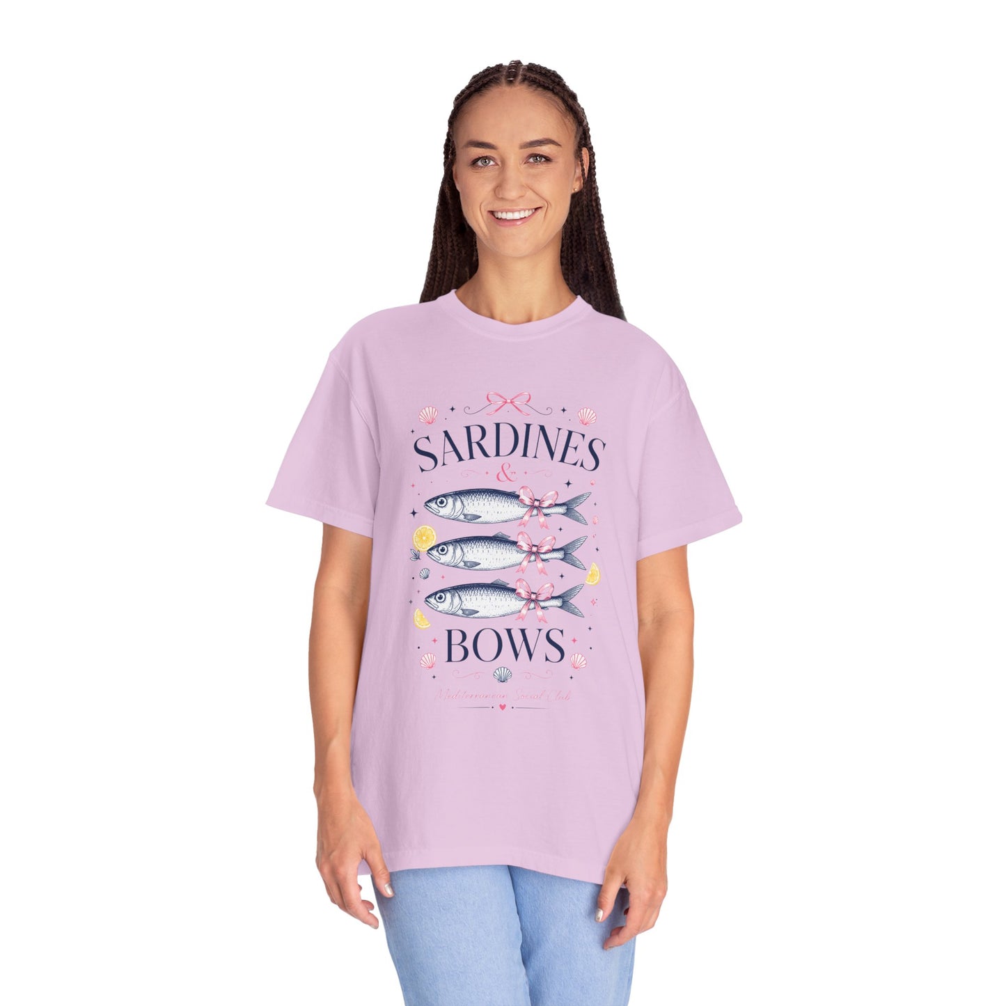 Sardines & Bows 'Mediterranean Social Club' Summer Graphic Tee – Coastal Coquette Aesthetic