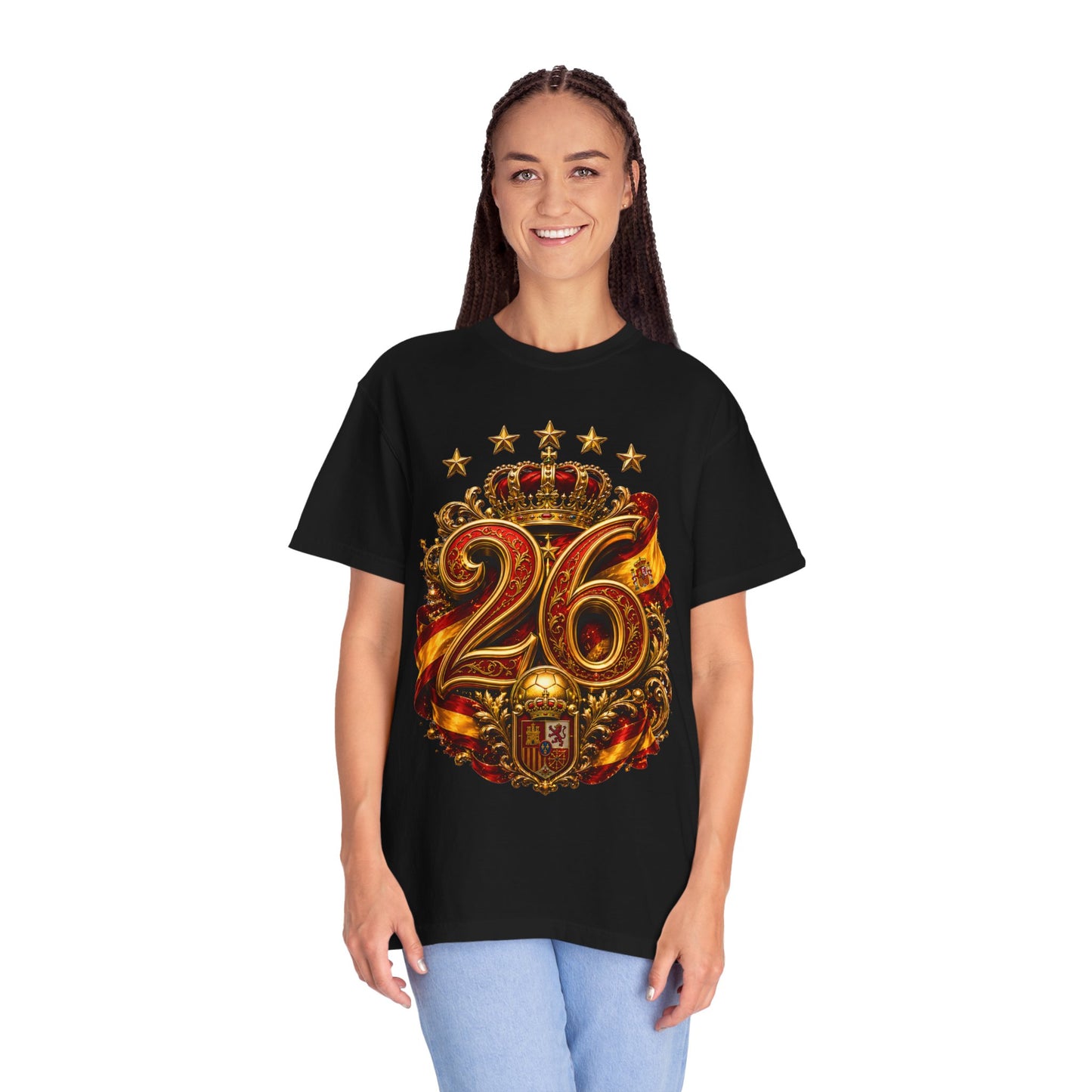 Spain Football World Cup 2026 'Ano de Ouro' Imperial Typography Crest | Premium Graphic Tee