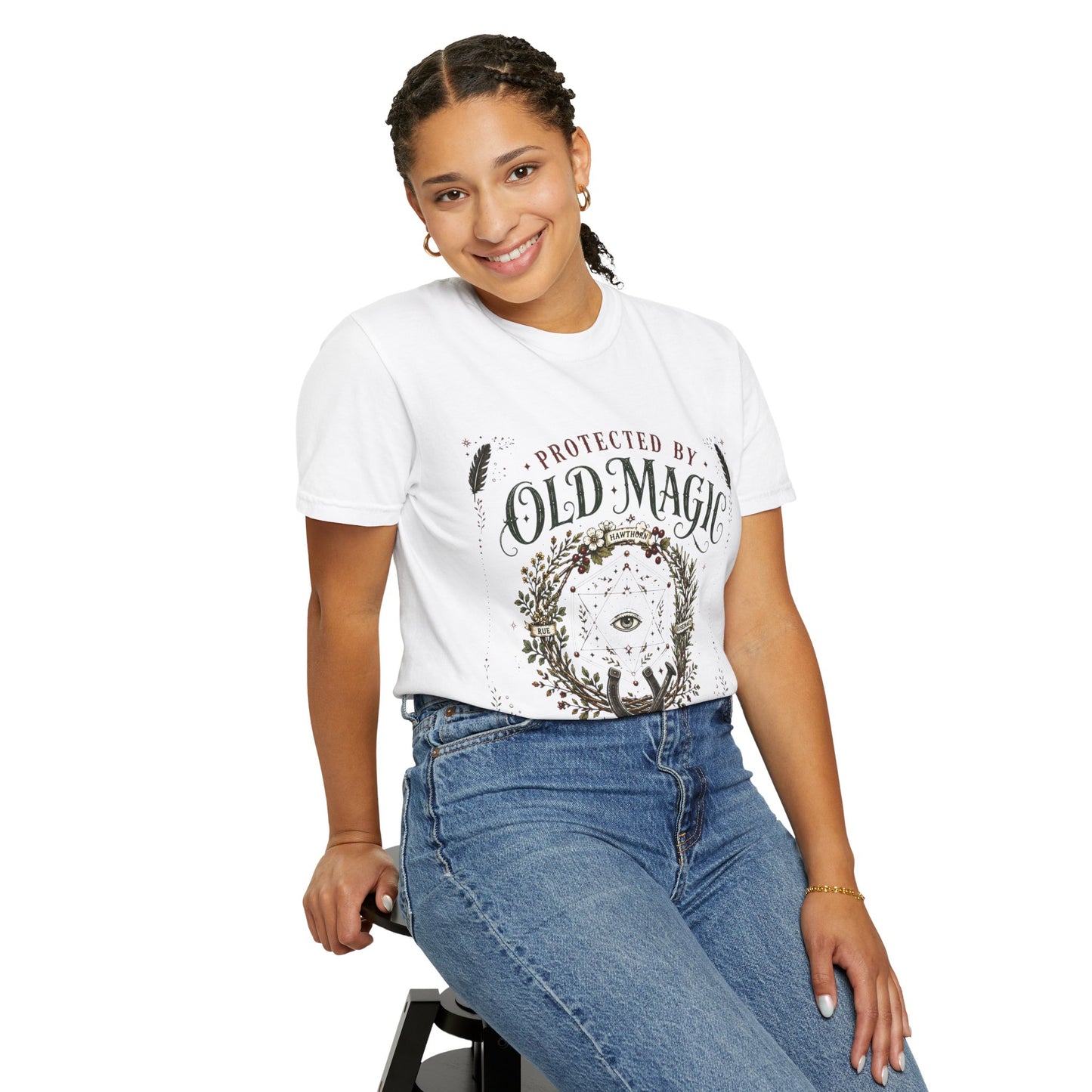 Protected By Old Magic Warding Wreath Halloween | Premium Graphic Tee