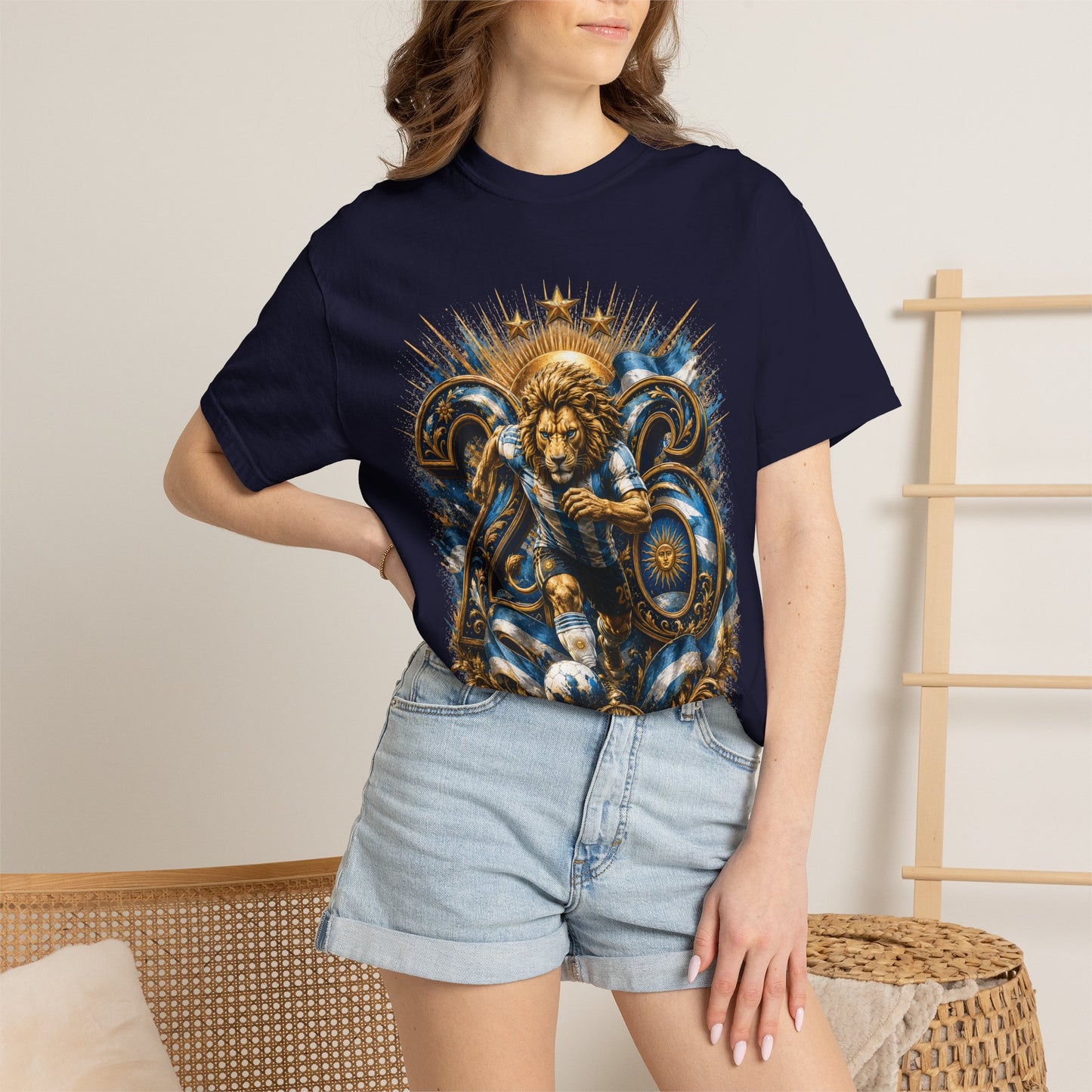 Argentina Football 'Leon de la Patria' World Cup 2026 Monogram – Cosmic Glory | Premium Summer Tee