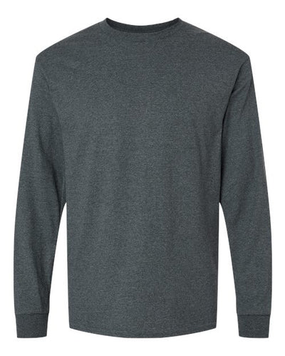 Gildan Men's Ultra Cotton Adult Long Sleeve T-Shirt Maroon-DarkHeather Large