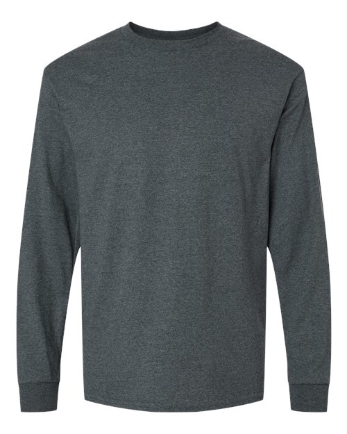 Gildan Men's Ultra Cotton Adult Long Sleeve T-Shirt Maroon-DarkHeather Large
