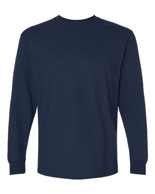 Cotton 6 oz. Long-Sleeve T-Shirt (G240) (Pack of 2) Navy-Maroon Medium