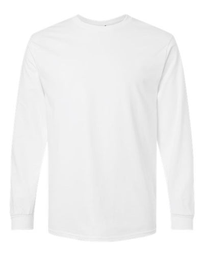 Gildan Adult Ultra Cotton Long Sleeve T-Shirt, Style G2400, White/Cardinal Small