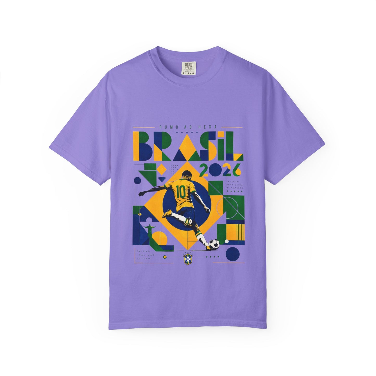 Brazil Rumo Ao Hexa World Cup 2026 T-Shirt PNG | Brasil 10 Geometric Soccer Graphic Tee | Copa Do Mundo Fan Gift