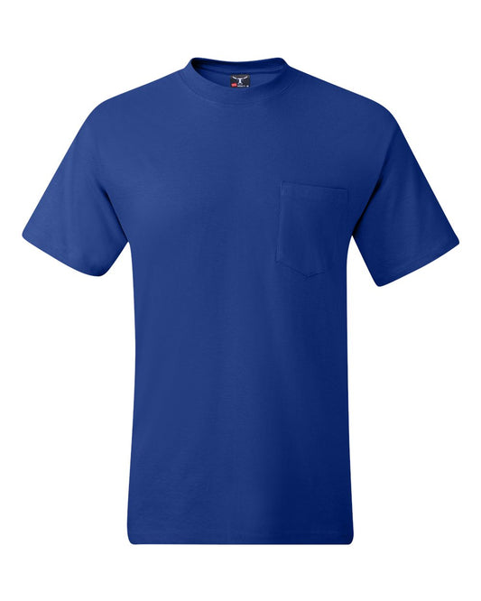 Hanes Men's Beefy Short Sleeve Pocket Tee Value Pack (2-Pack), Deep Royal, Small