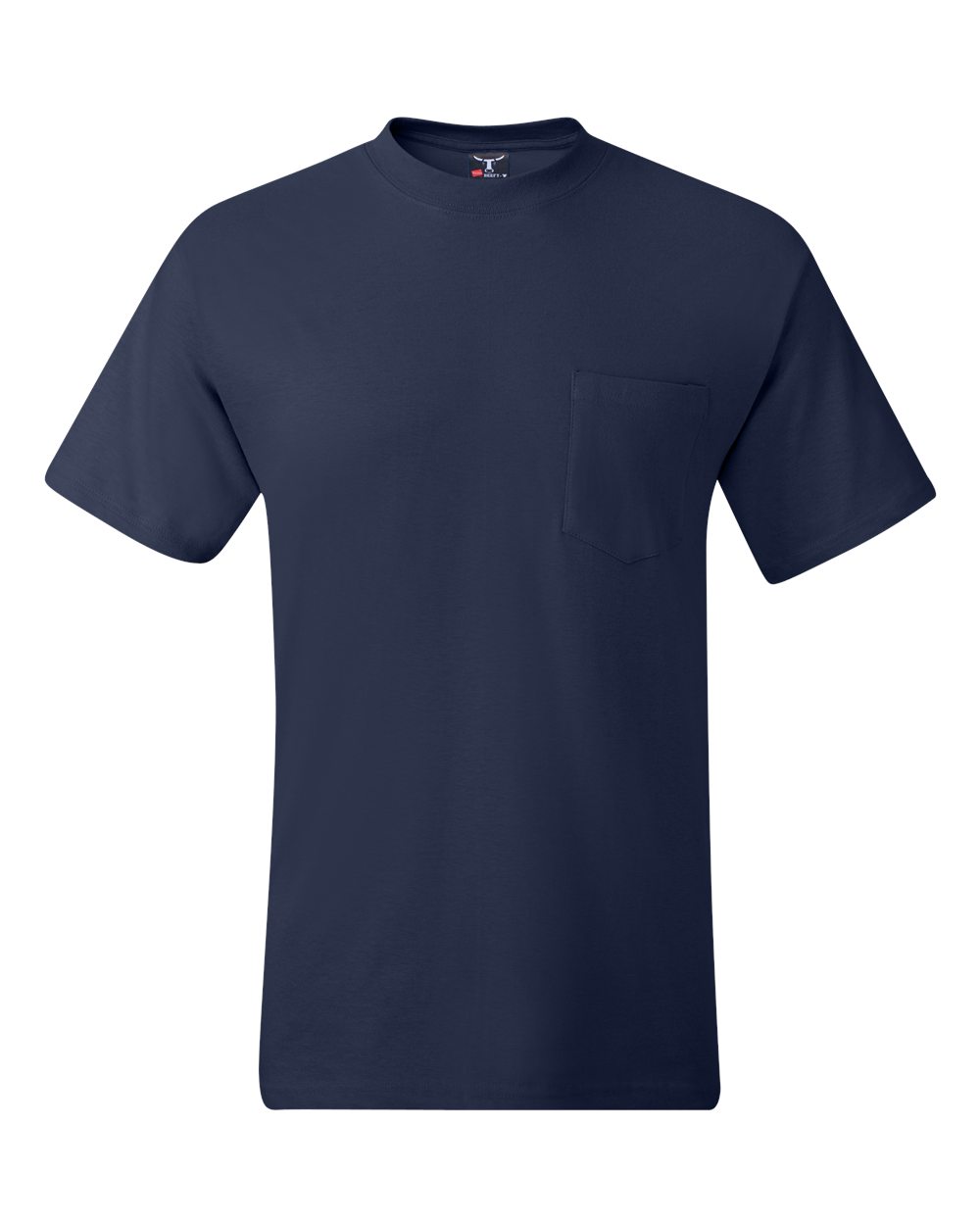 Hanes Men's Short Sleeve Beefy-T with Pocket, Navy, XXX-Large