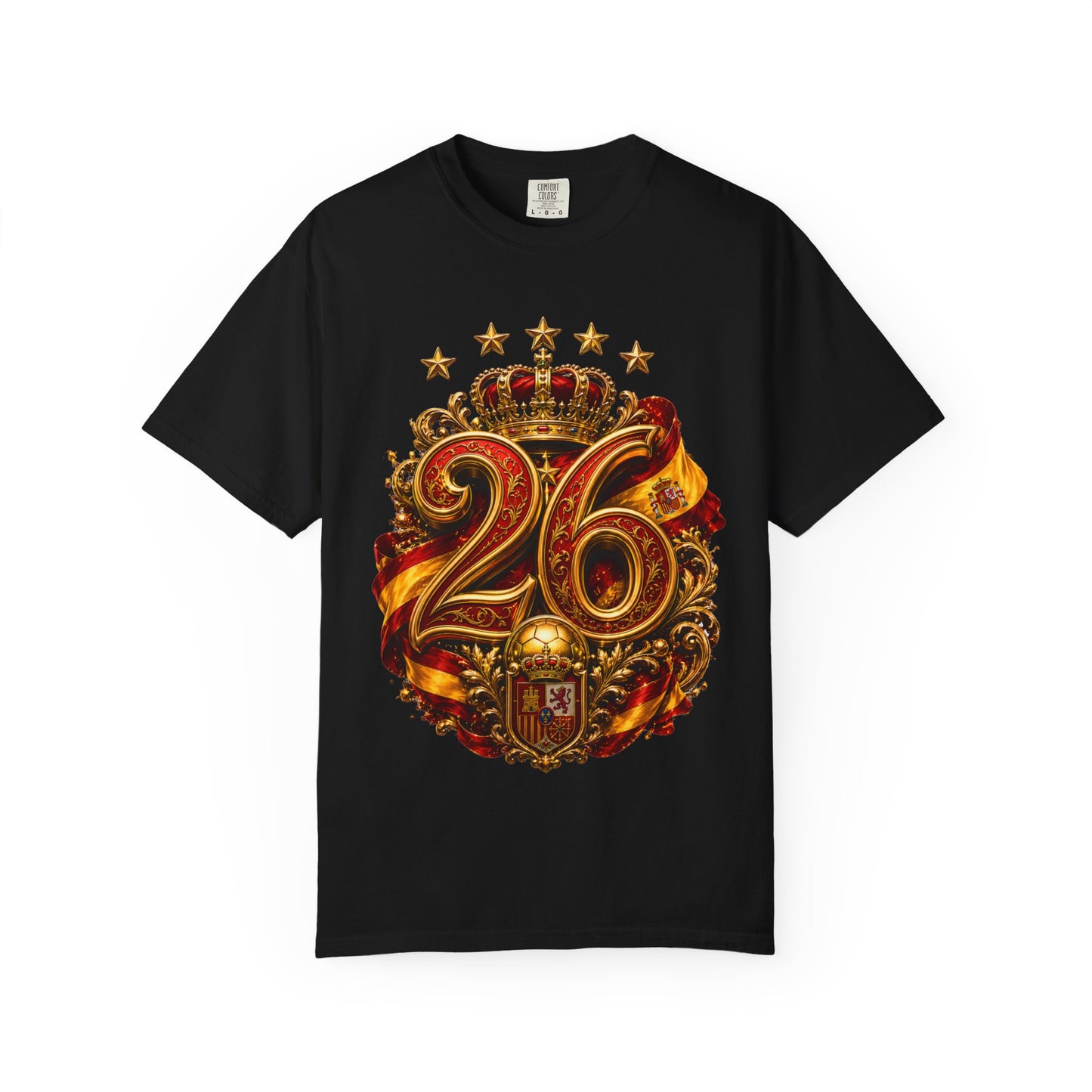 Spain Football World Cup 2026 'Ano de Ouro' Imperial Typography Crest | Premium Graphic Tee