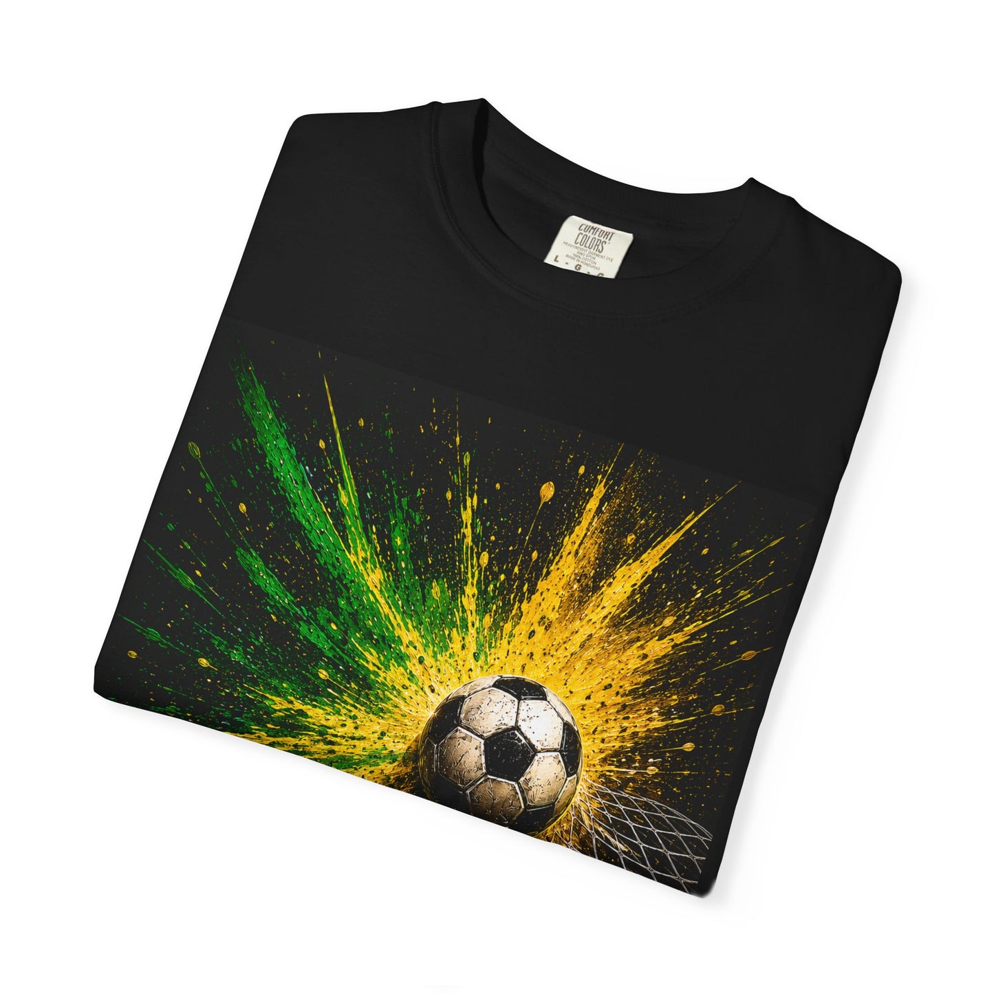 Brazil 2026 | World Cup Soccer Ball Explosion Shirt Design | Green Yellow Paint Burst Football
