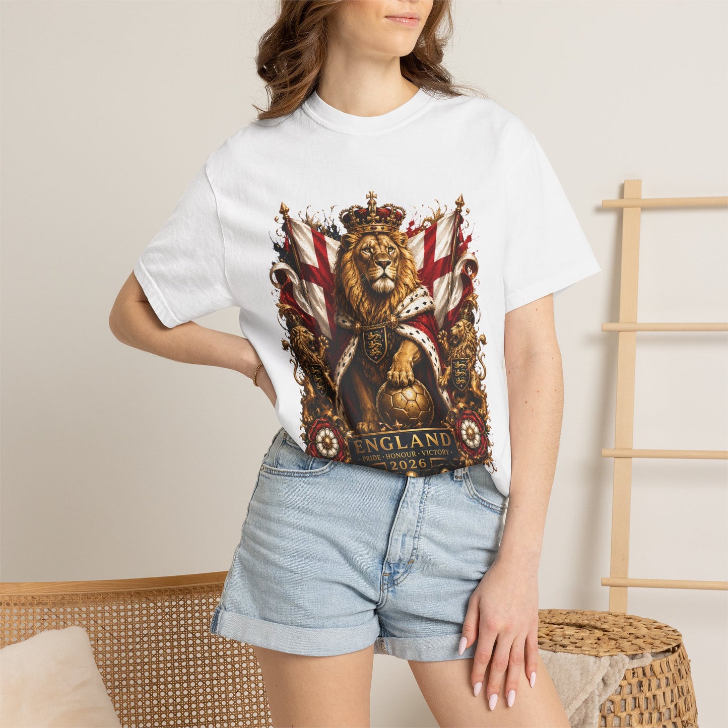 Sovereign Three Lions Crest – England Football Royal Legacy | Premium Graphic Tee