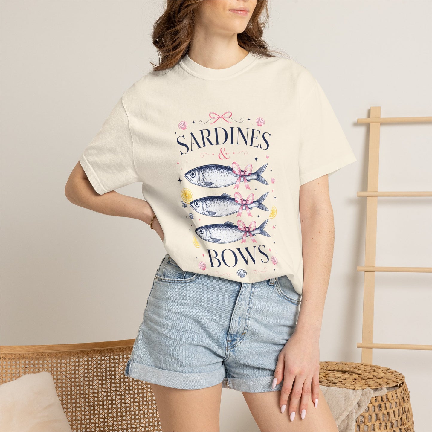 Sardines & Bows 'Mediterranean Social Club' Summer Graphic Tee – Coastal Coquette Aesthetic