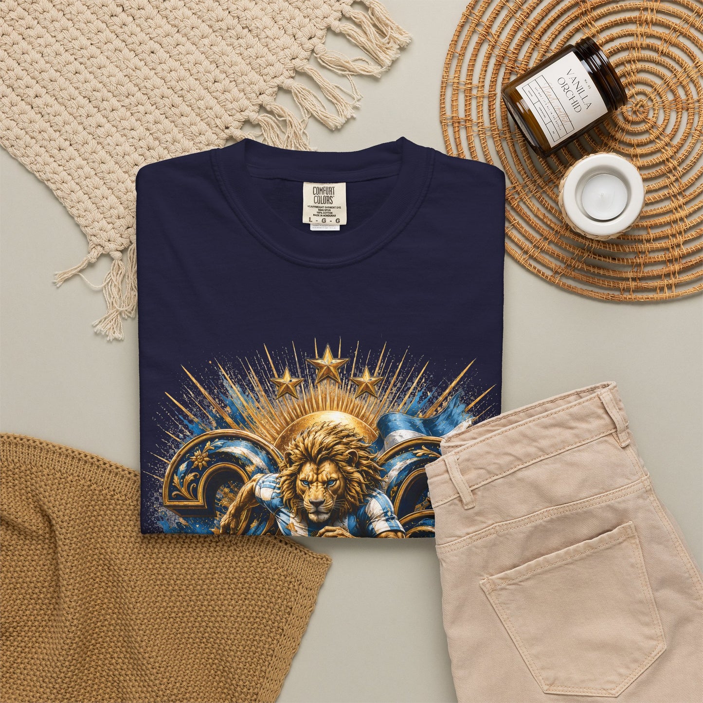 Argentina Football 'Leon de la Patria' World Cup 2026 Monogram – Cosmic Glory | Premium Summer Tee