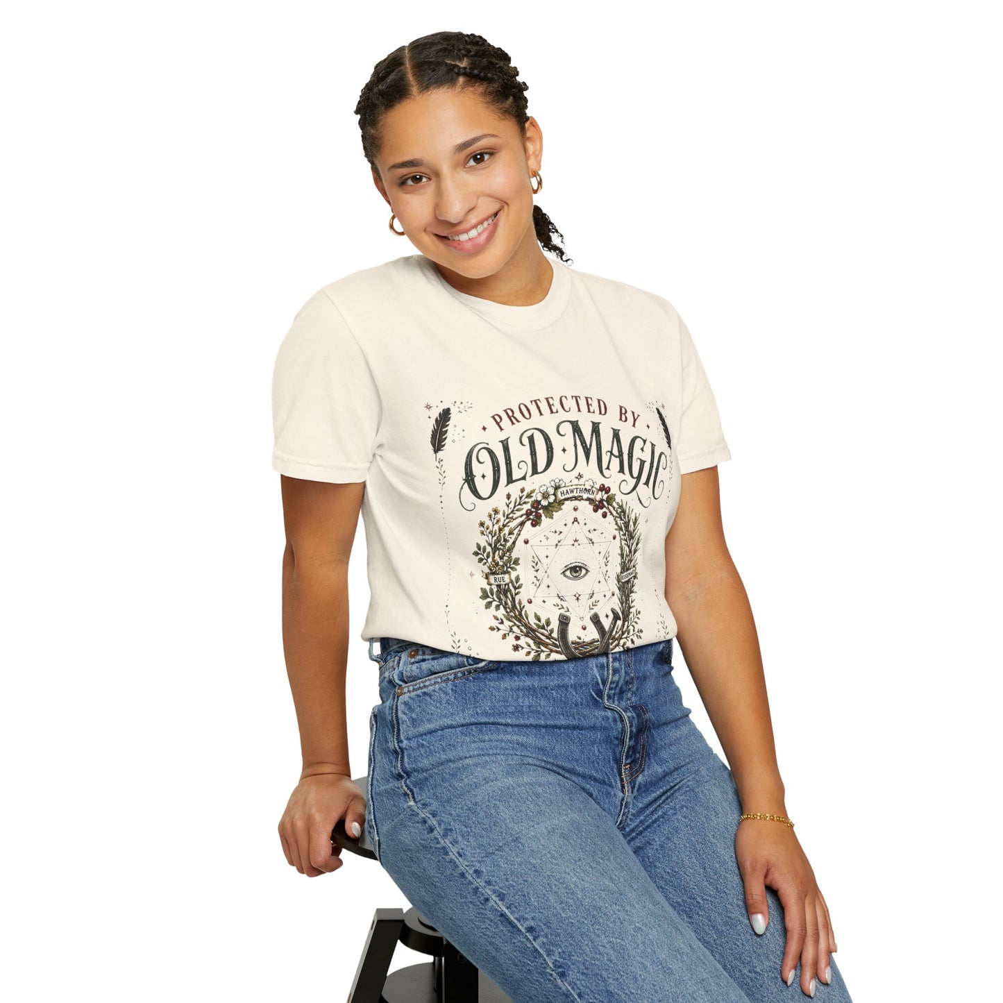Protected By Old Magic Warding Wreath Halloween | Premium Graphic Tee